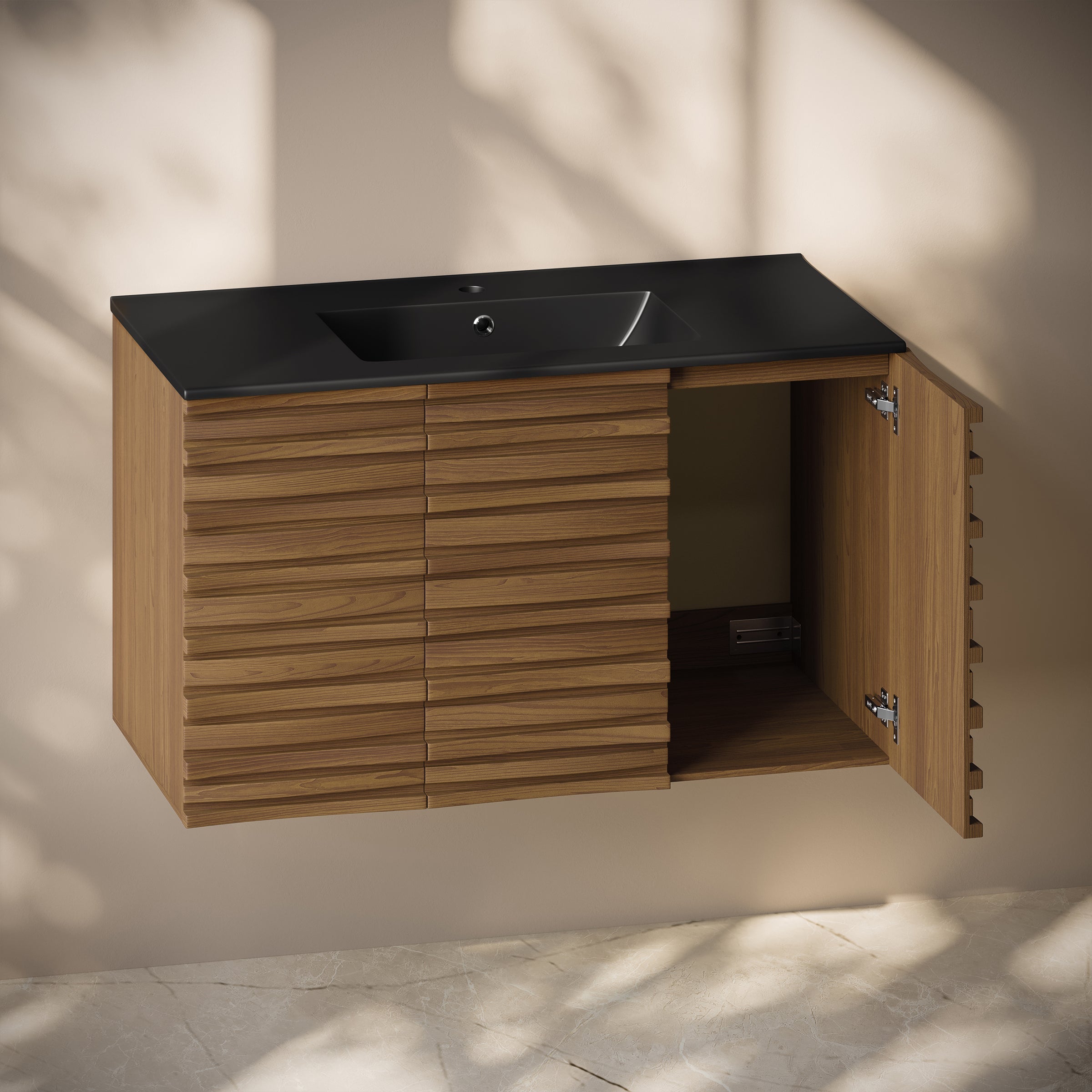 Brown Oak / Black / 1-Hole
