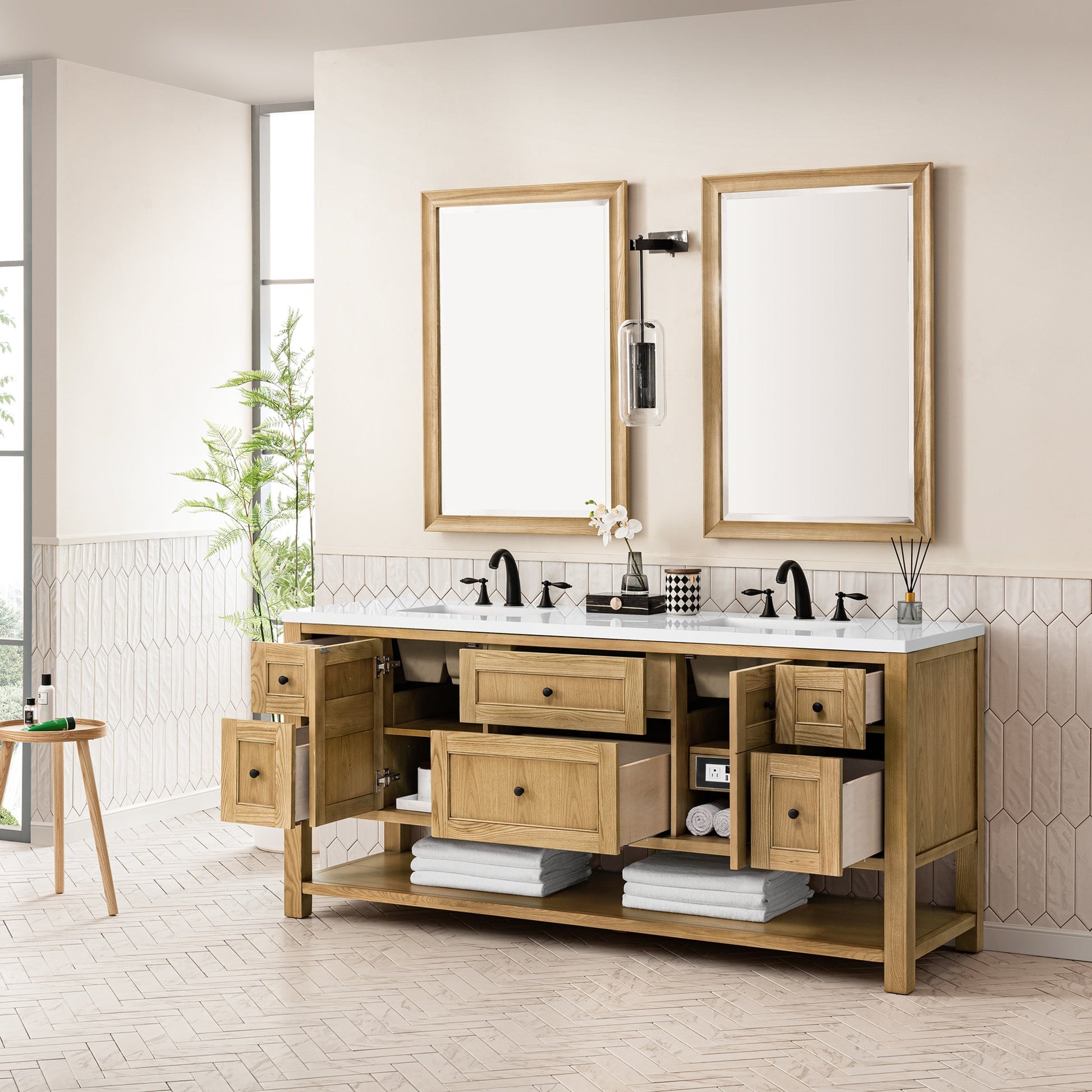 Light Natural Oak / White Zeus - 3 Faucet Holes