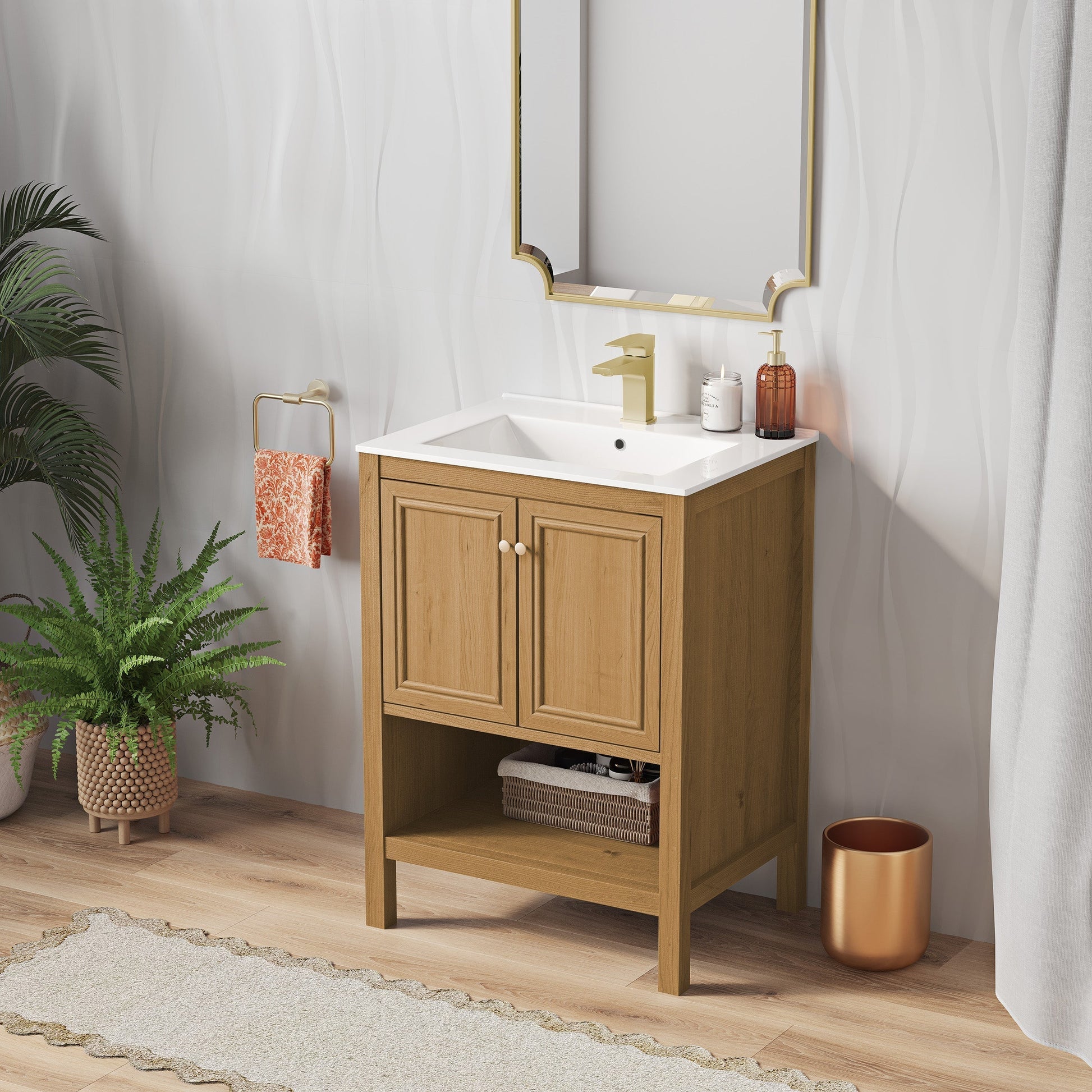 Golden Oak / White / 1-Hole