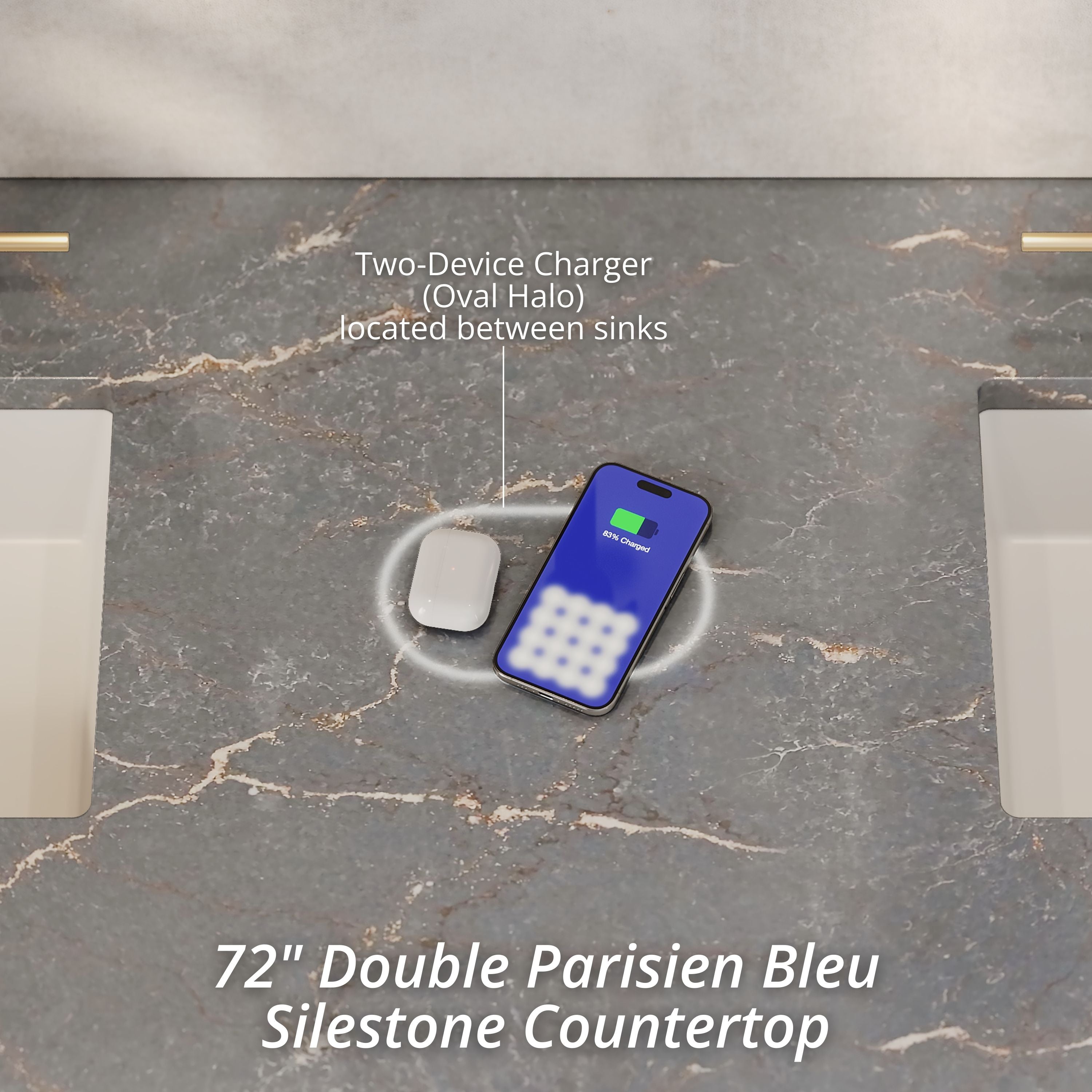 Whitewashed Walnut / Parisien Bleu - 3 Faucet Holes