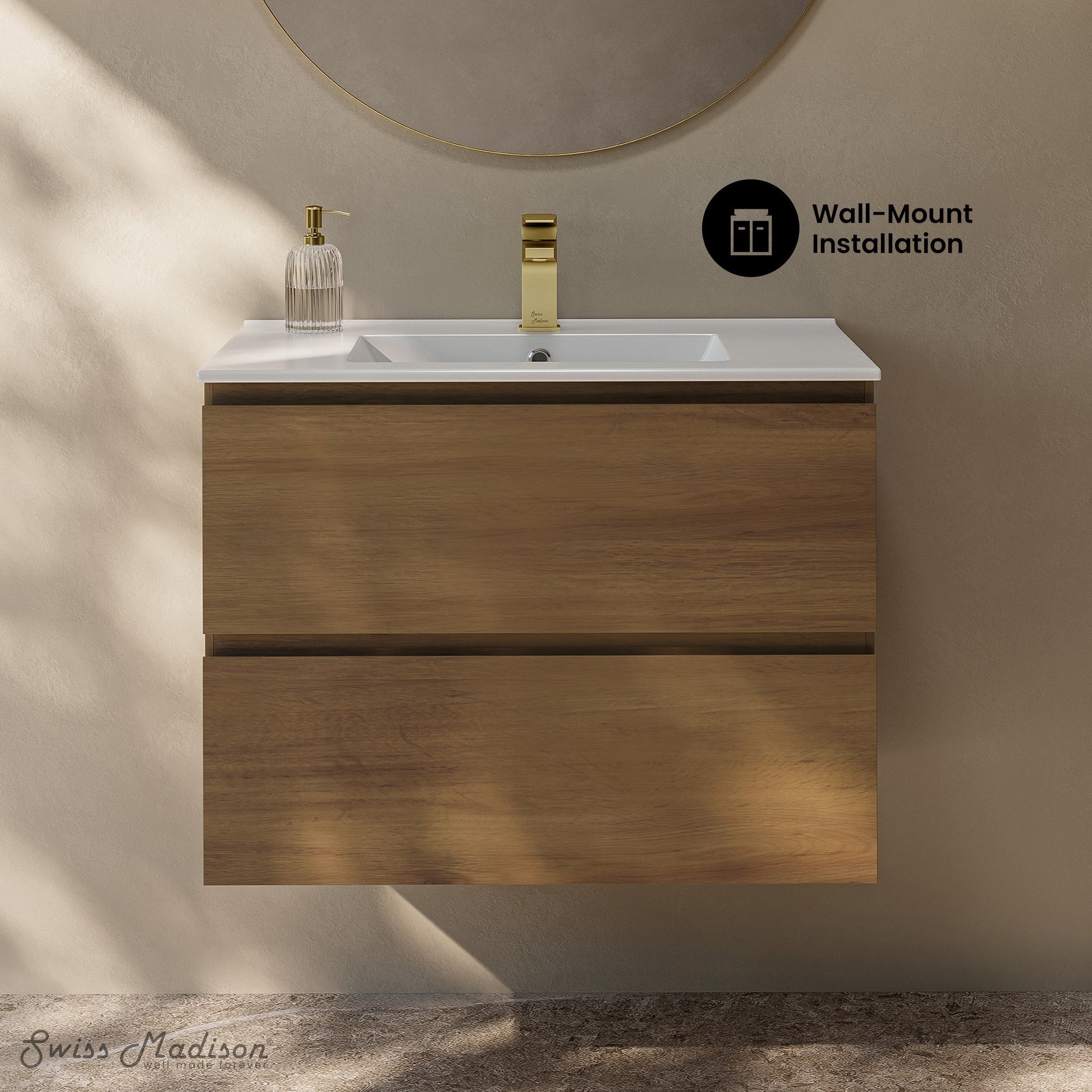 Brown Oak / Glossy White / 1-Hole