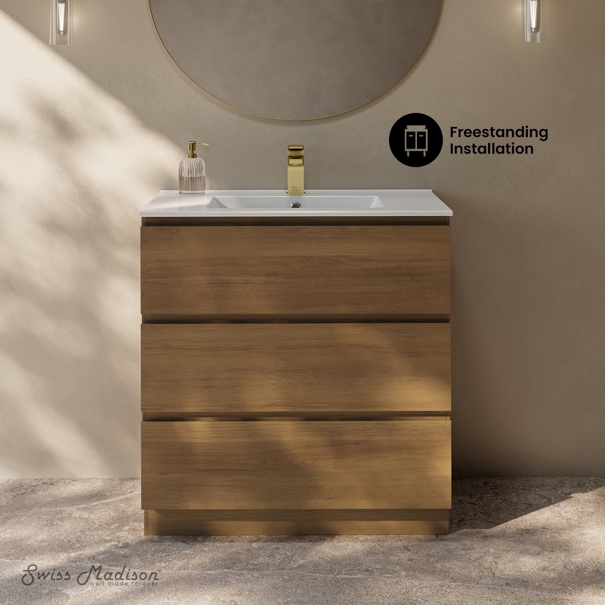 Brown Oak / Glossy White / 1-Hole