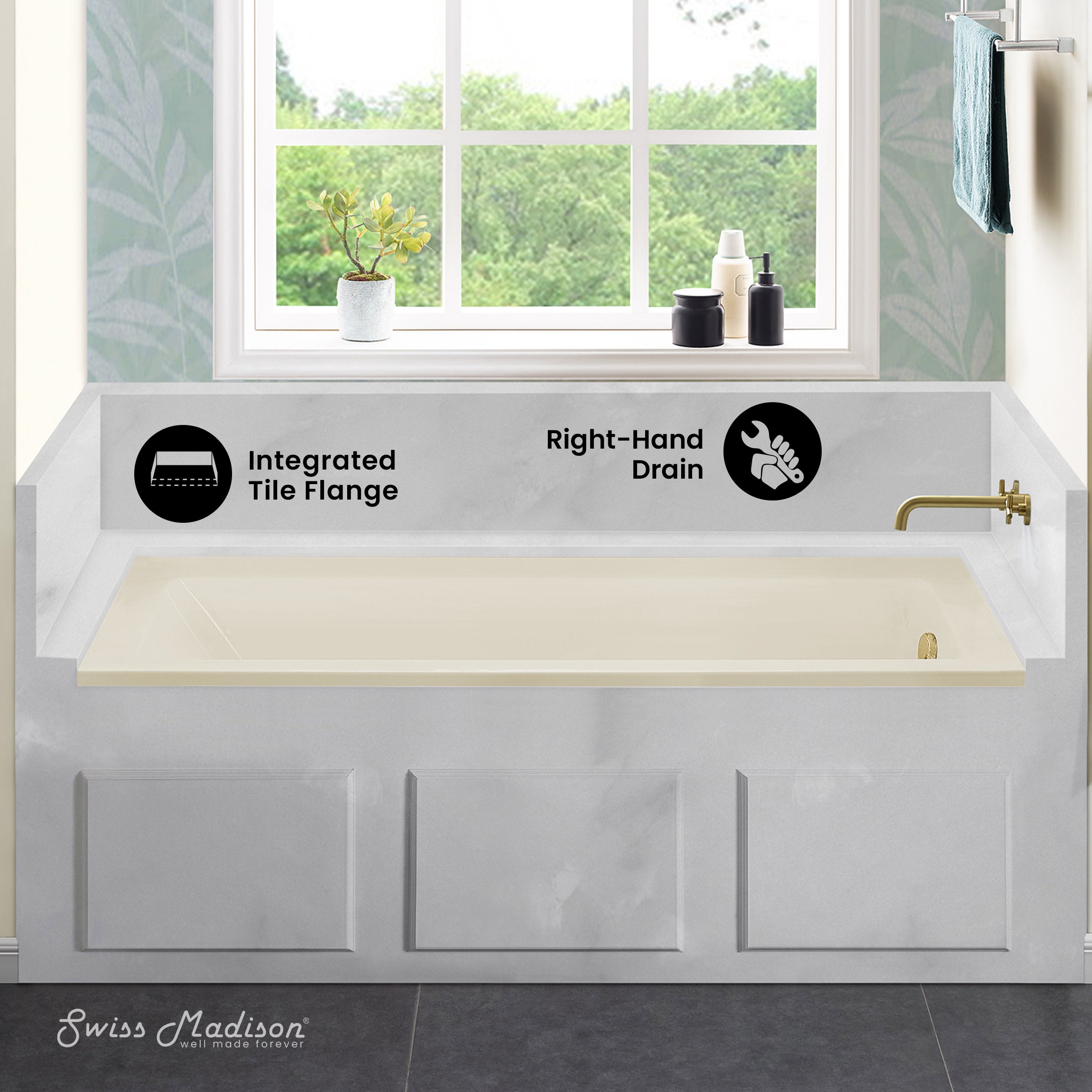 Glossy Bisque / Alcove - No Apron / Right