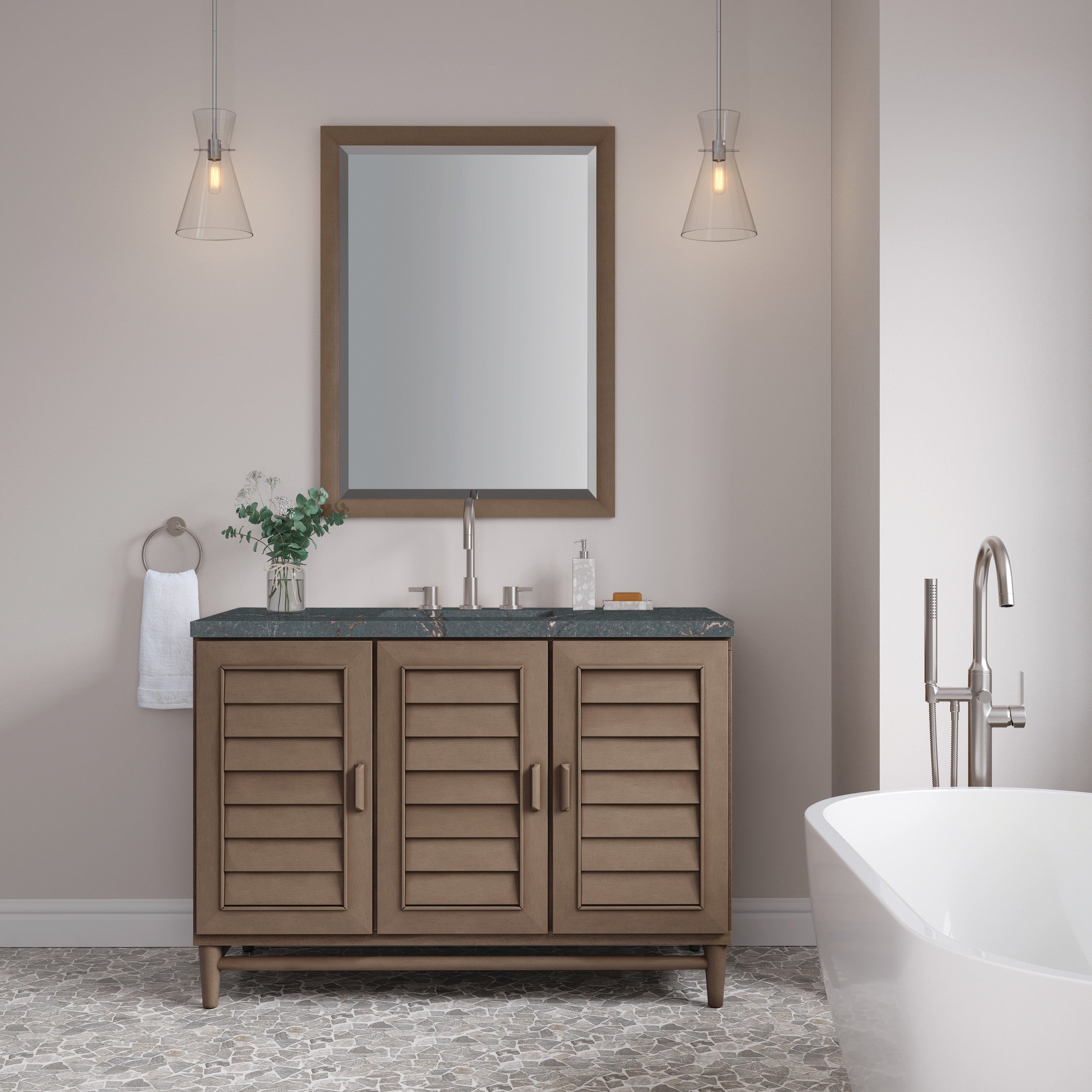 Whitewashed Walnut / Parisien Bleu - 3 Faucet Holes