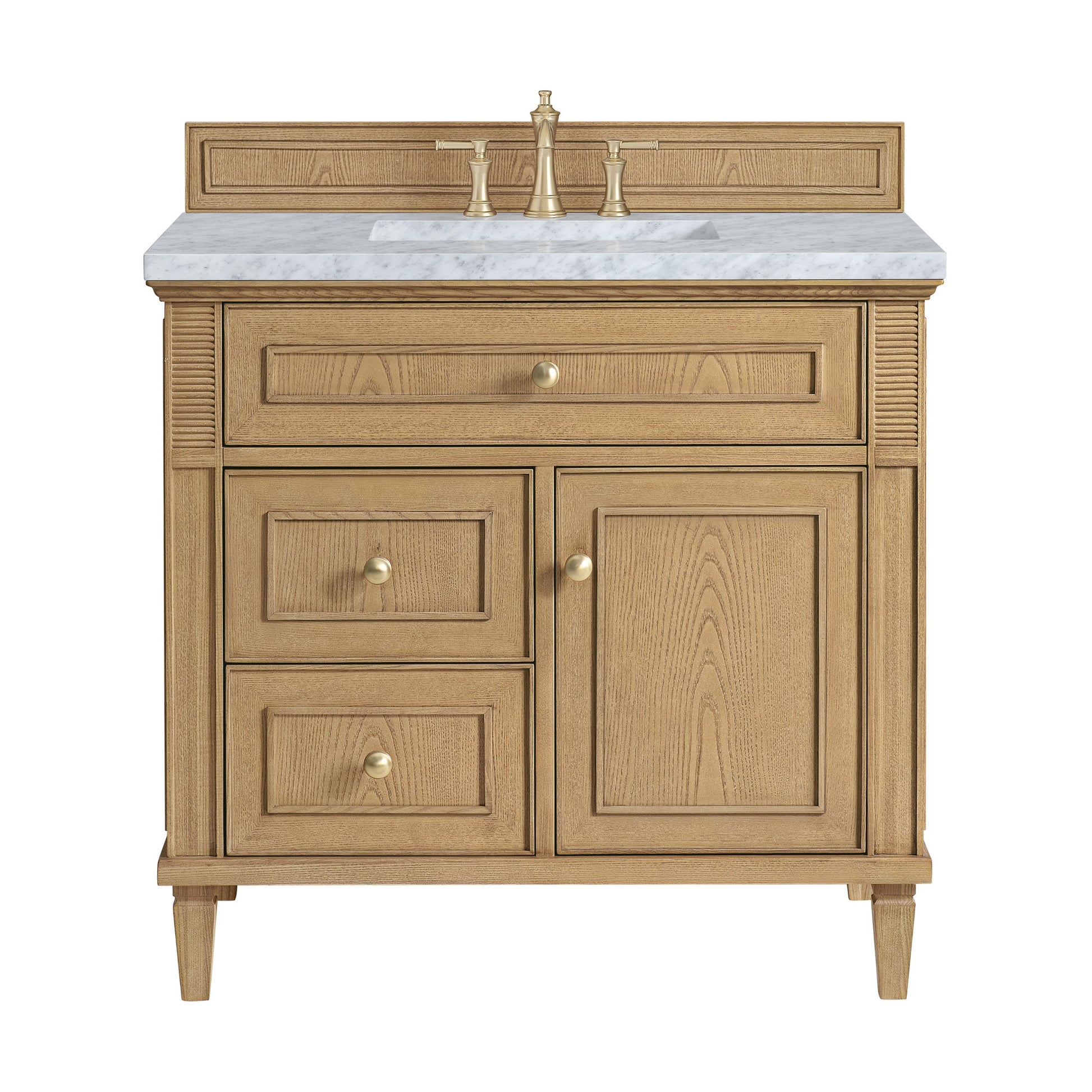 Light Natural Oak / Carrara White - 3 Faucet Holes