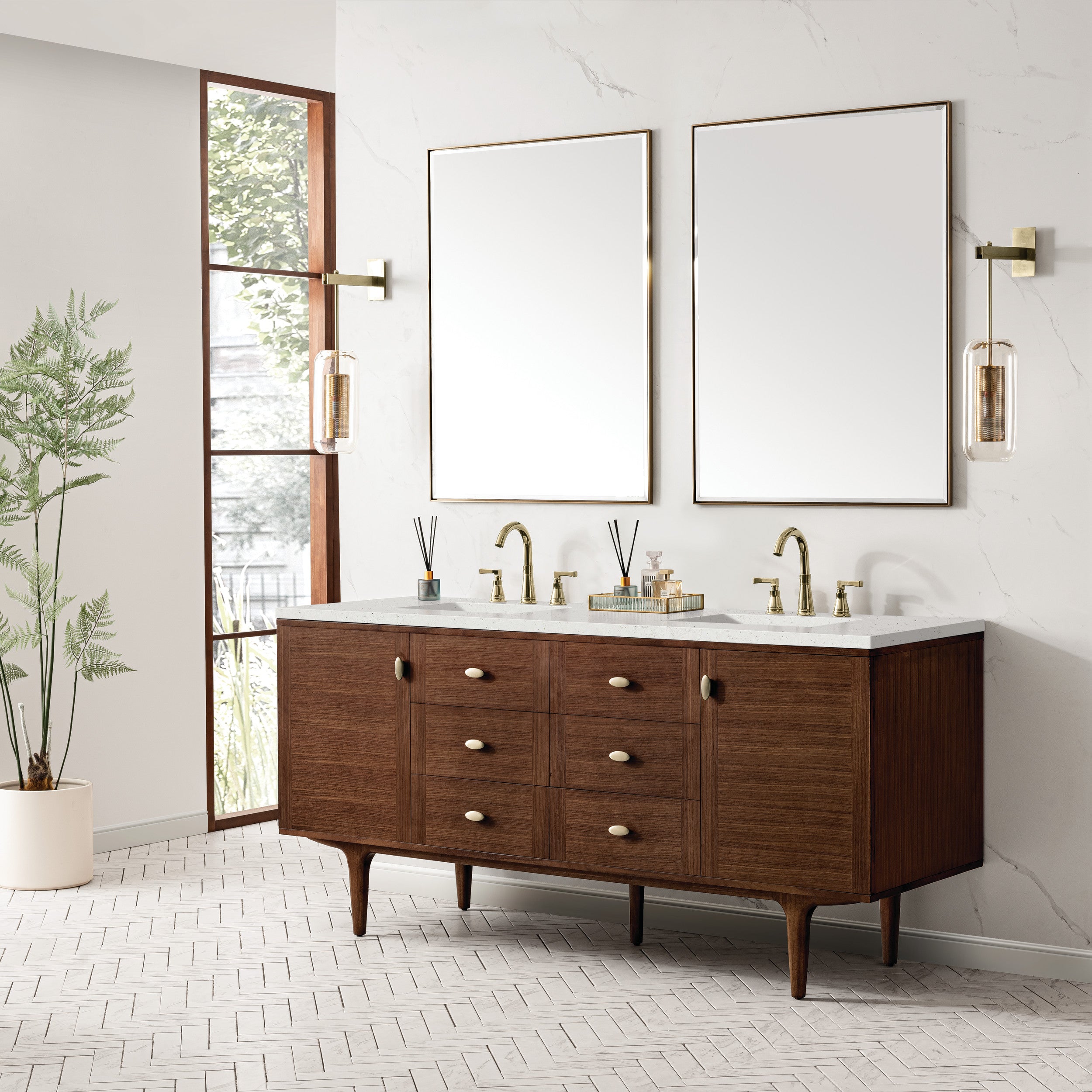 Mid-Century Walnut / Lime Delight - 3 Faucet Holes