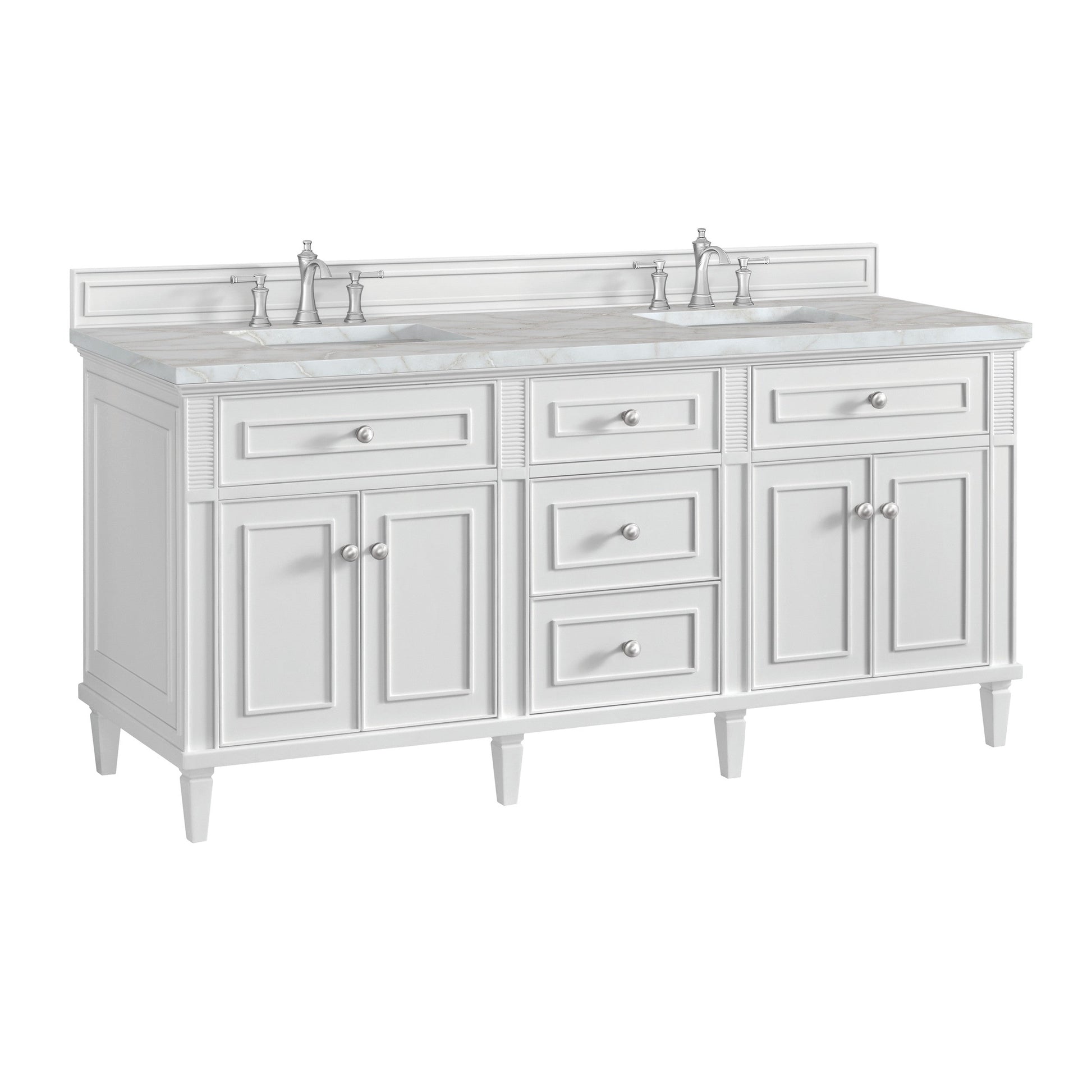 Bright White / Victorian Silver - 3 Faucet Holes