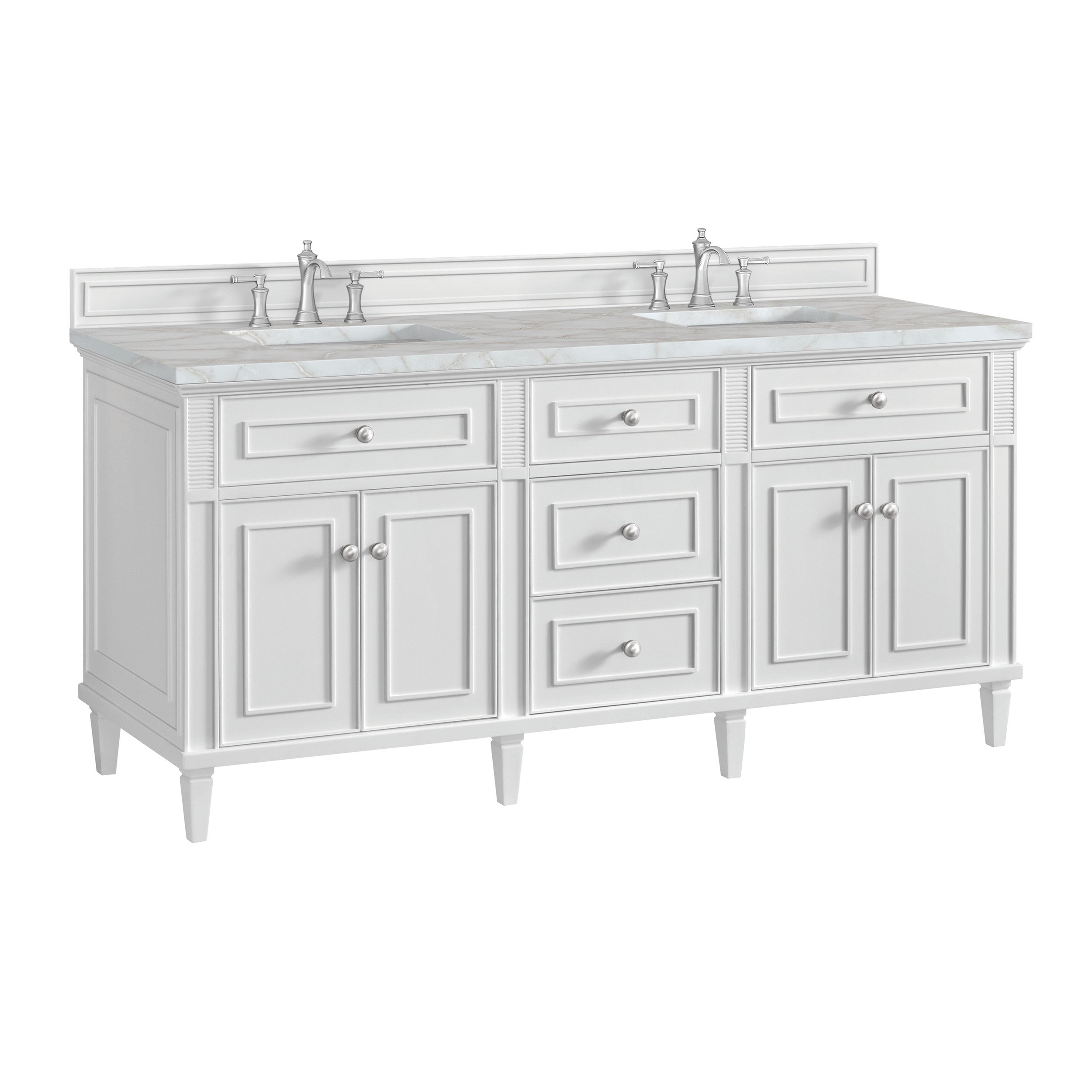 Bright White / Victorian Silver - 3 Faucet Holes