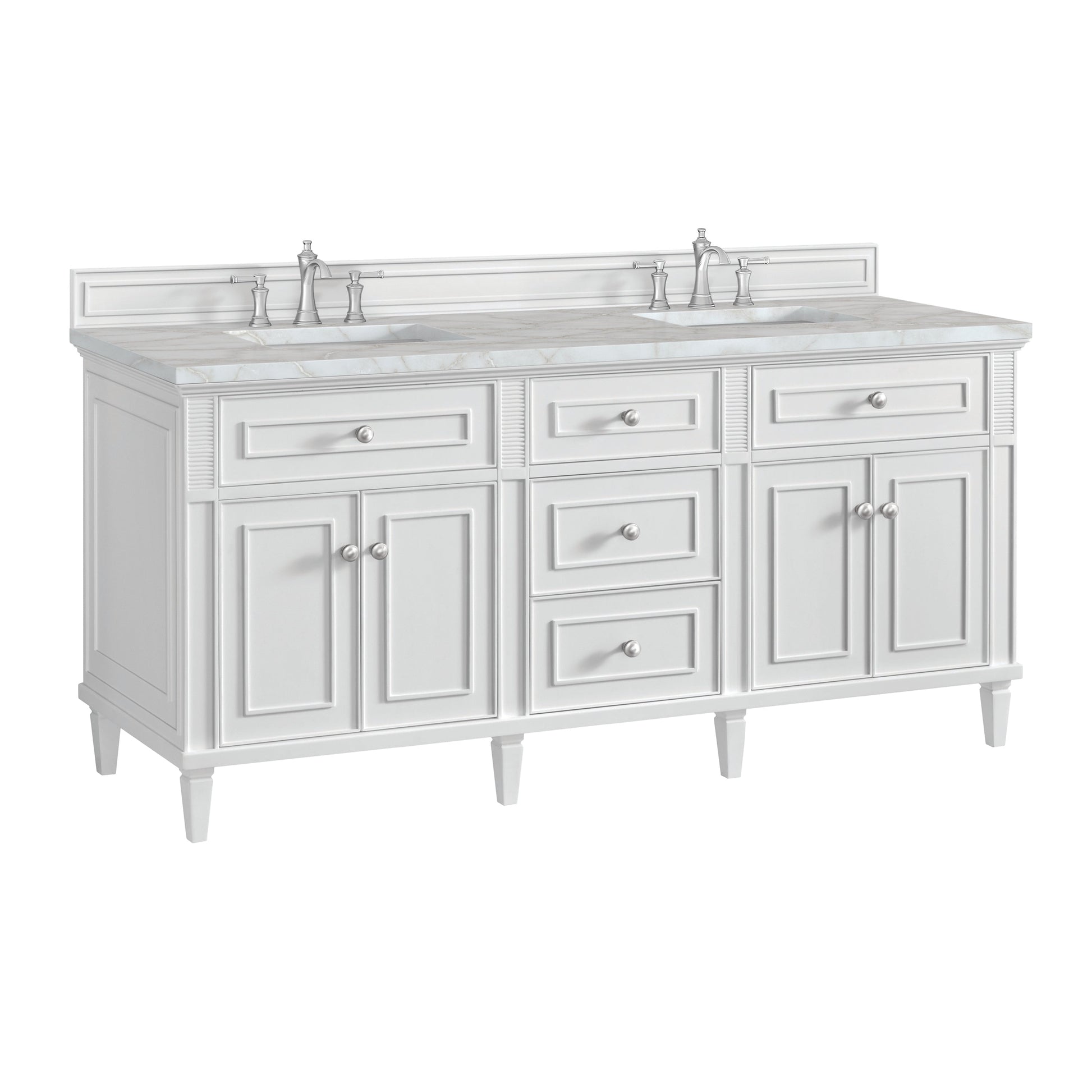 Bright White / Victorian Silver - 3 Faucet Holes