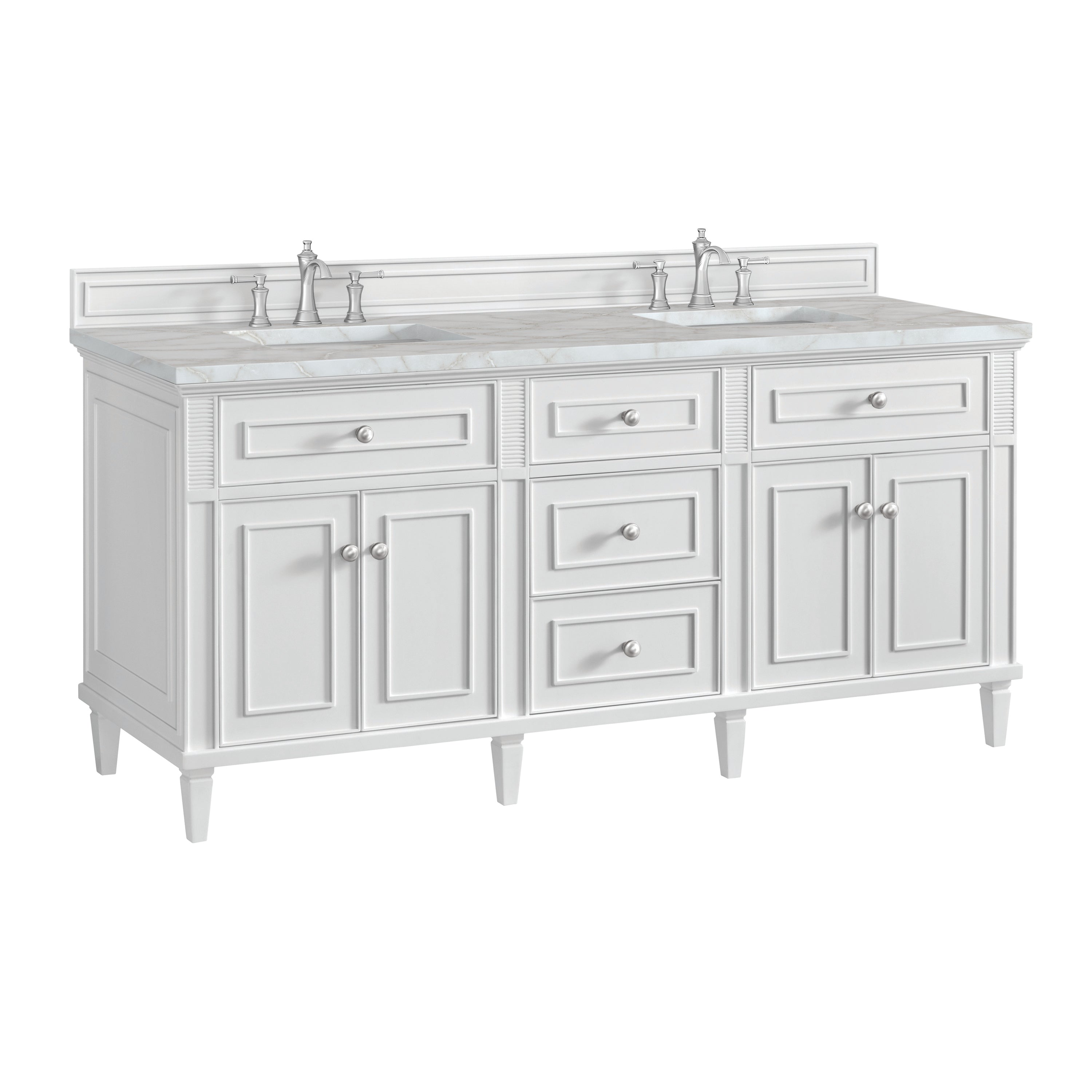Bright White / Victorian Silver - 3 Faucet Holes