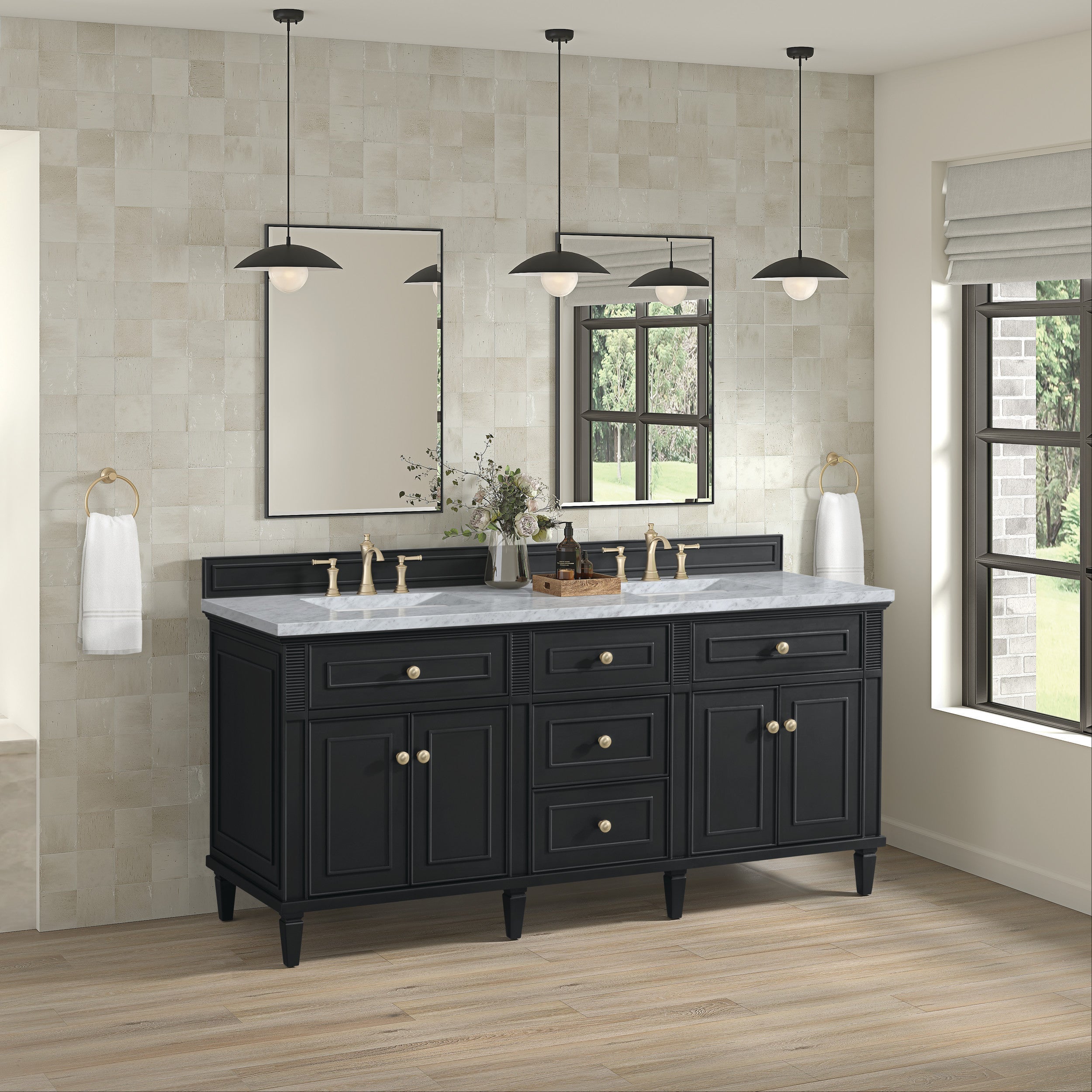 Black Onyx / Carrara White - 3 Faucet Holes