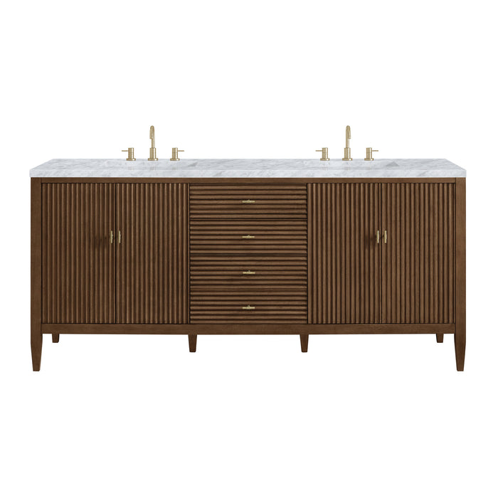 Mid-Century Walnut / Carrara White - 3 Faucet Holes