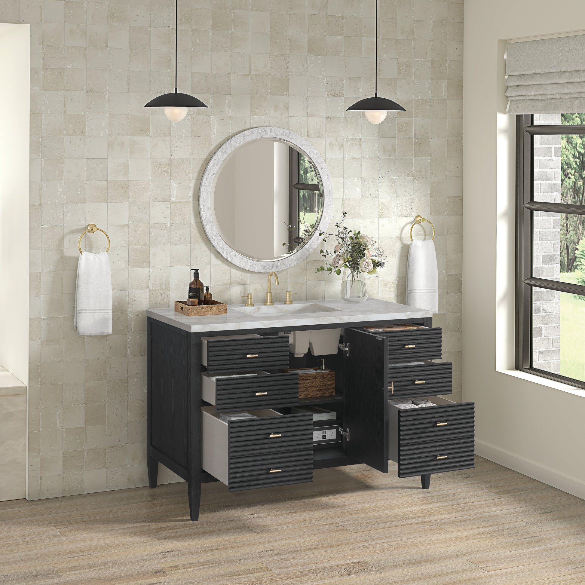 Carbon Oak / Victorian Silver - 3 Faucet Holes