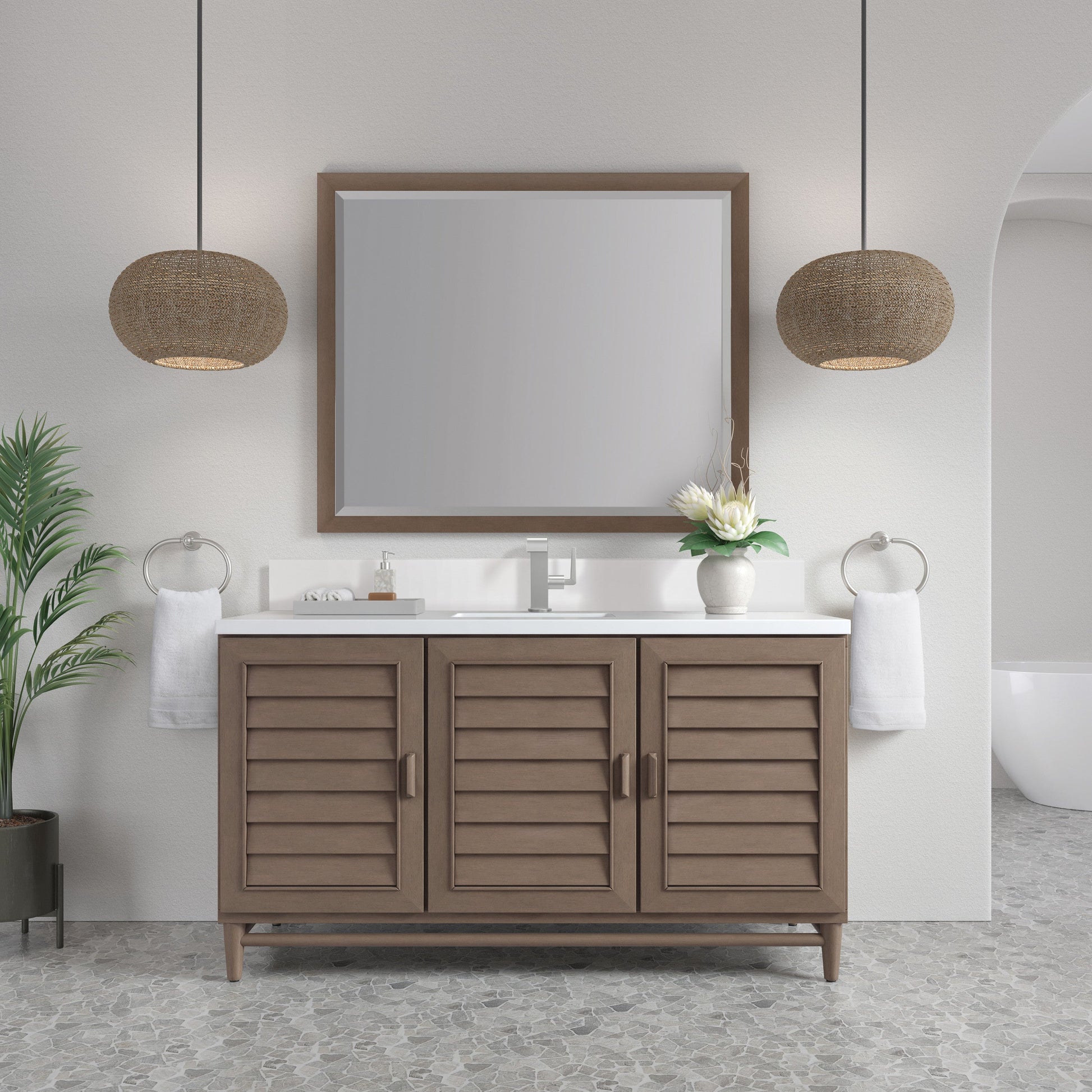 Whitewashed Walnut / White Zeus - 1 Faucet Hole