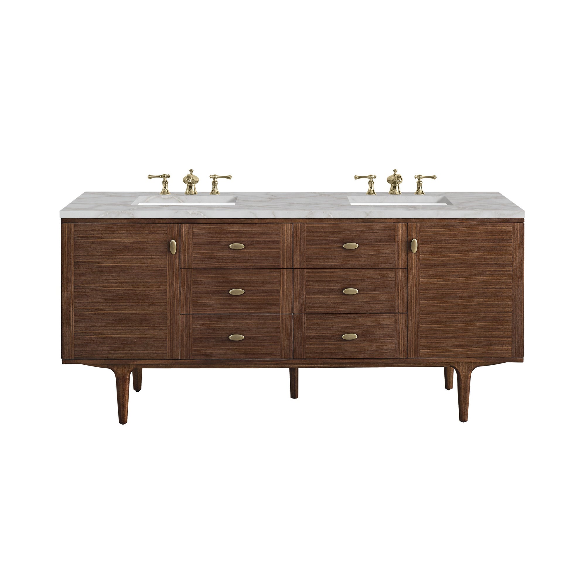 Mid-Century Walnut / Victorian Silver - 3 Faucet Holes