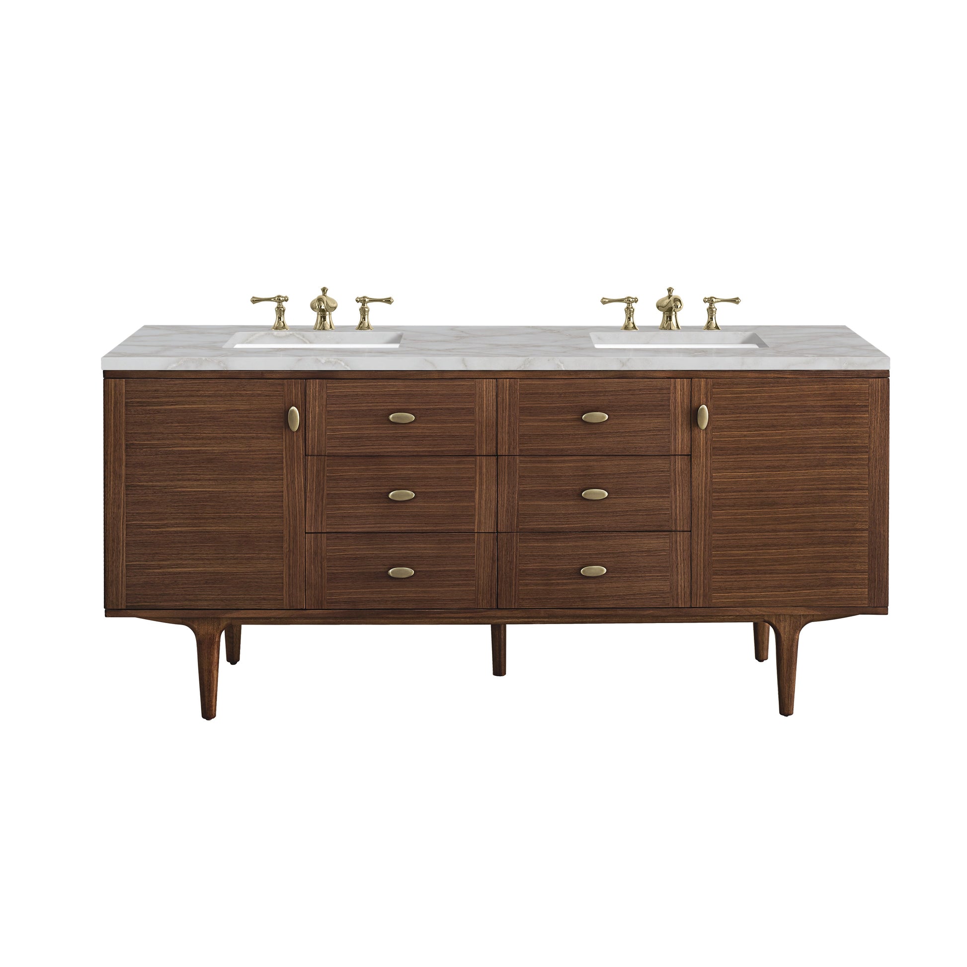 Mid-Century Walnut / Victorian Silver - 3 Faucet Holes