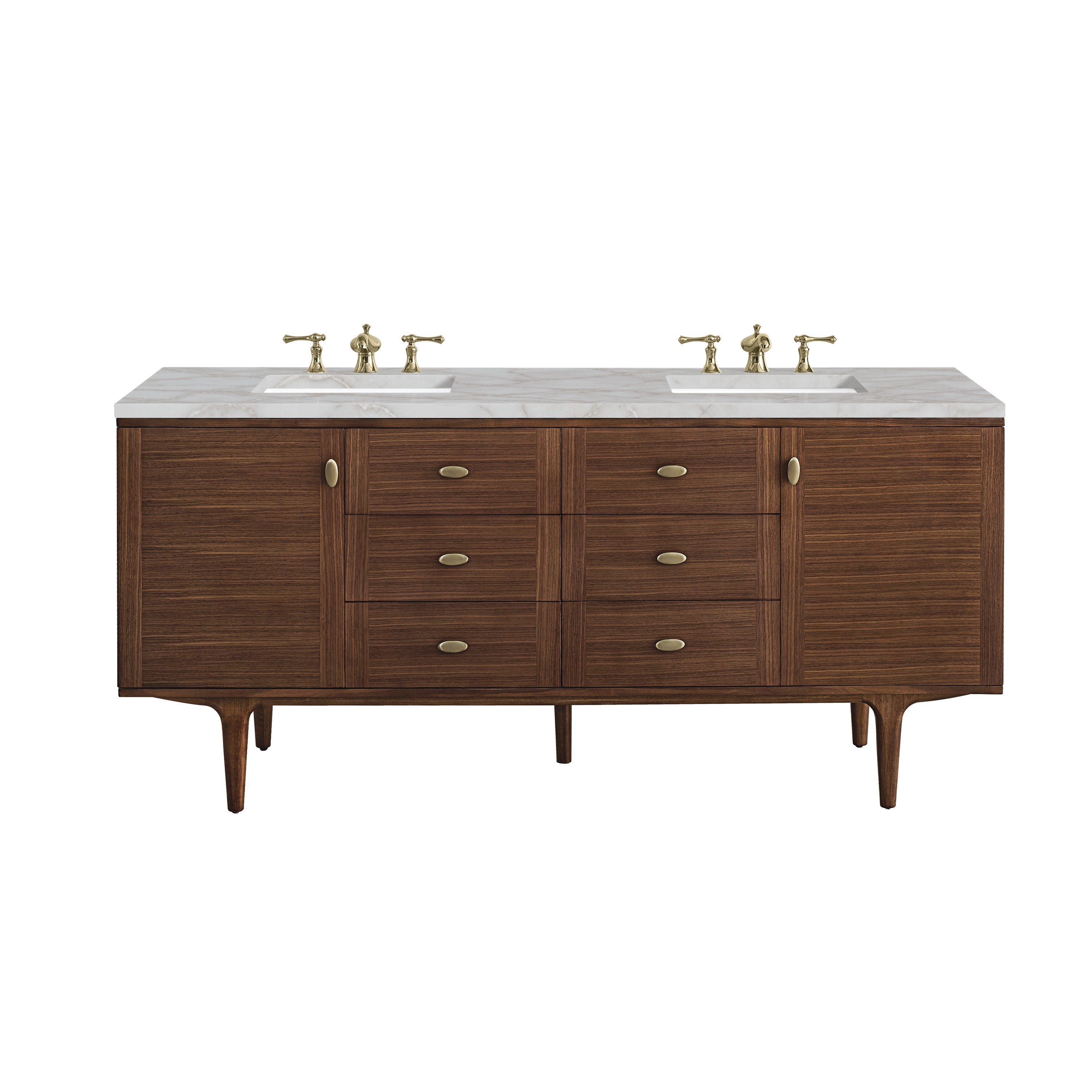 Mid-Century Walnut / Victorian Silver - 3 Faucet Holes