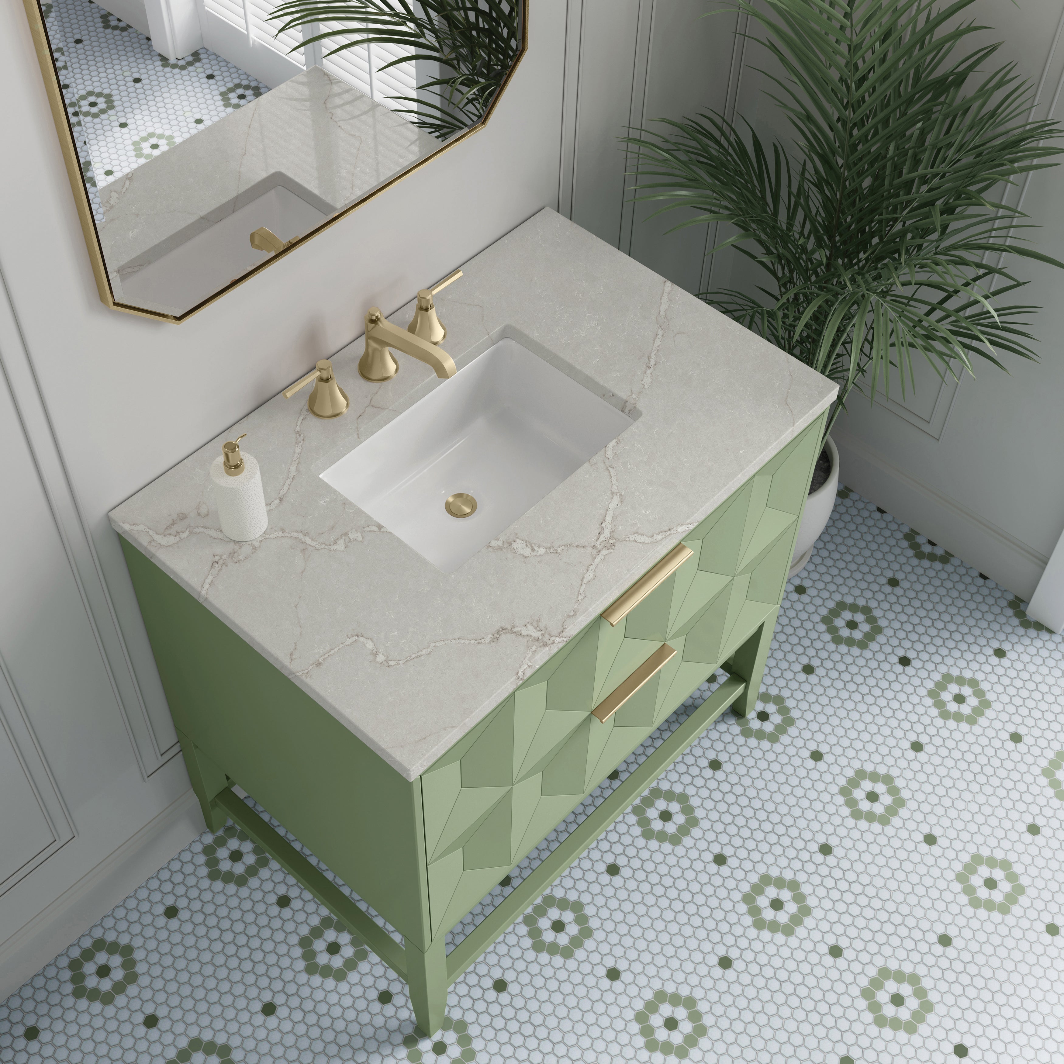 Pistachio / Victorian Silver - 3 Faucet Holes