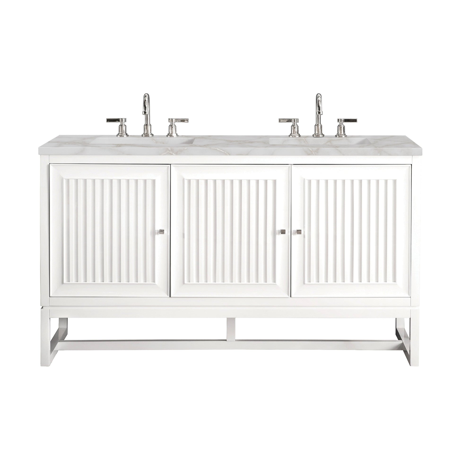 Glossy White / Victorian Silver - 3 Faucet Holes