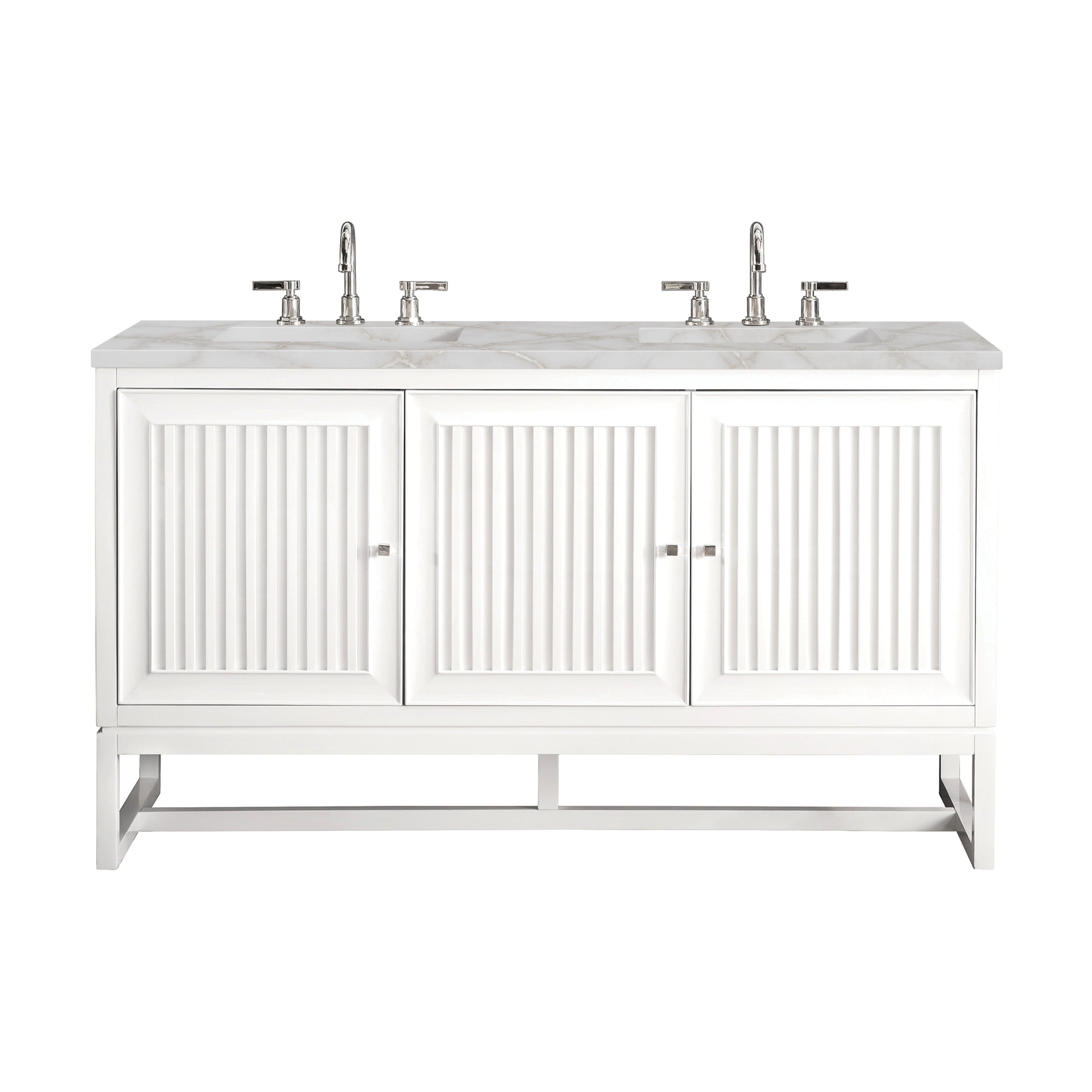 Glossy White / Victorian Silver - 3 Faucet Holes