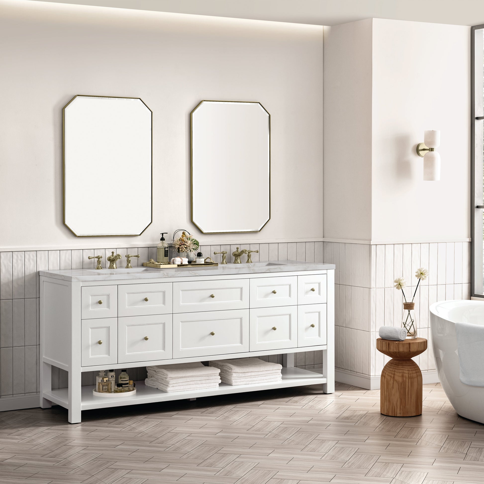 Bright White / Victorian Silver - 3 Faucet Holes
