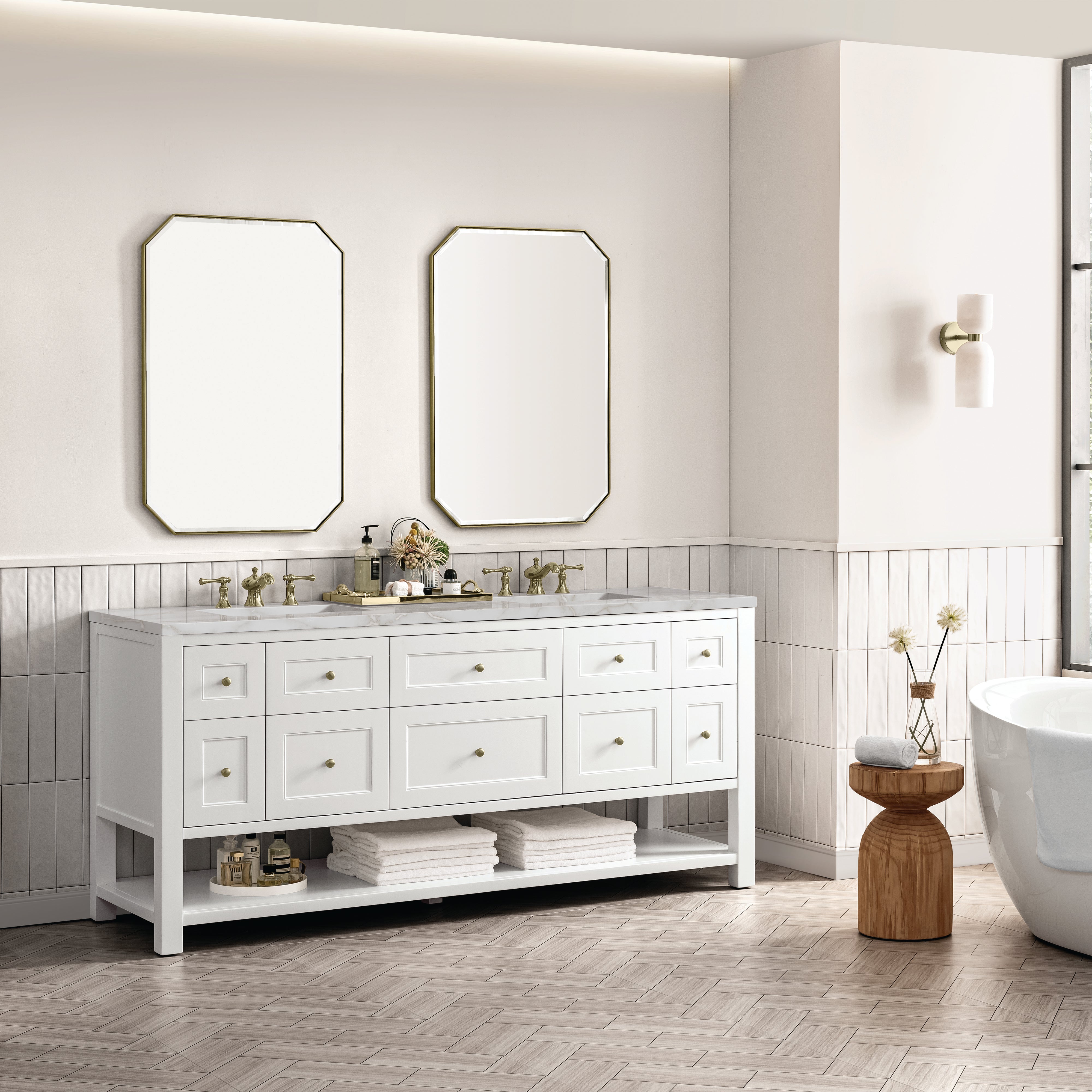 Bright White / Victorian Silver - 3 Faucet Holes