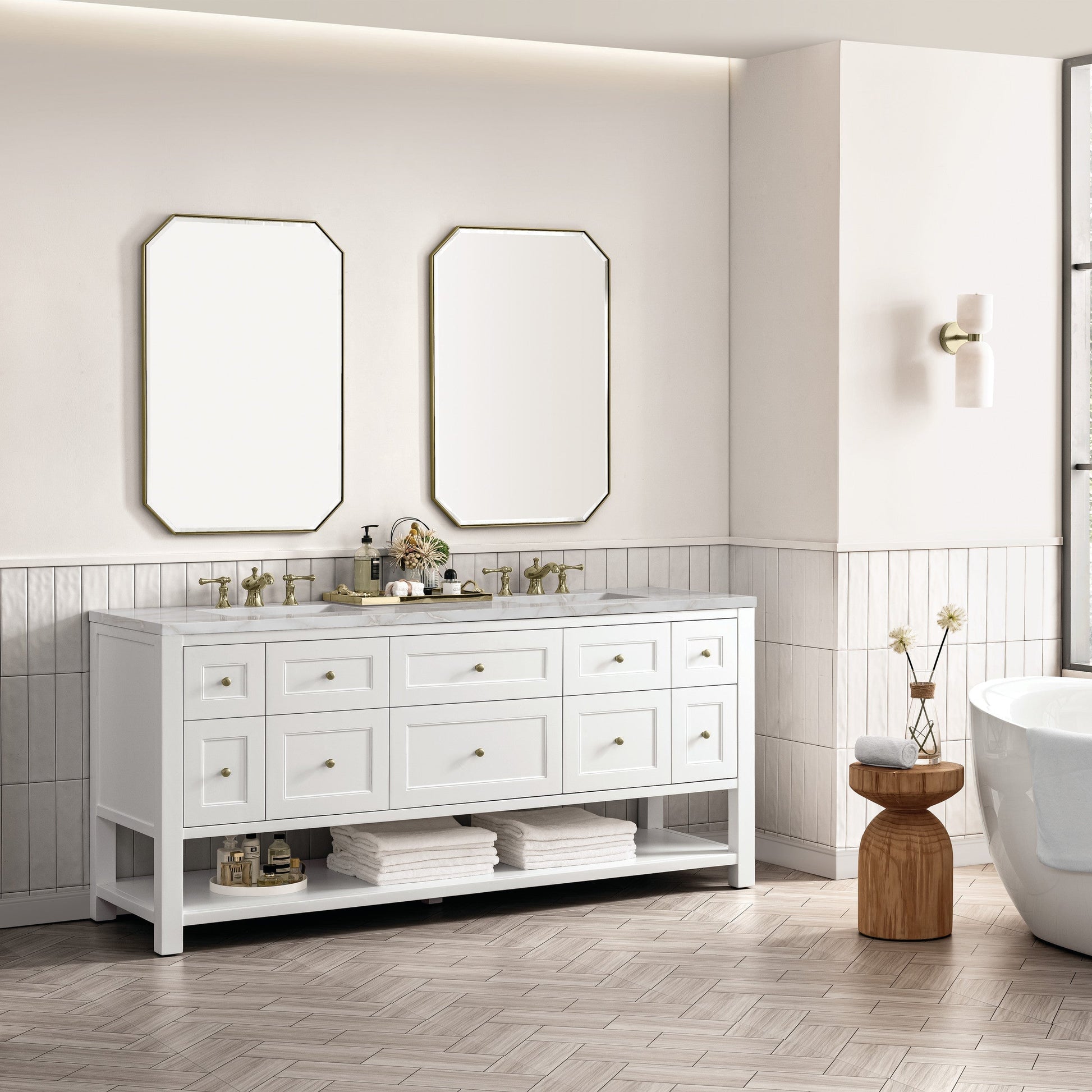 Bright White / Victorian Silver - 3 Faucet Holes