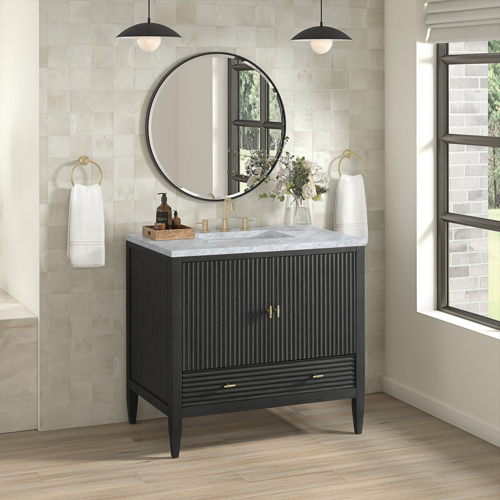 Carbon Oak / Carrara White - 3 Faucet Holes