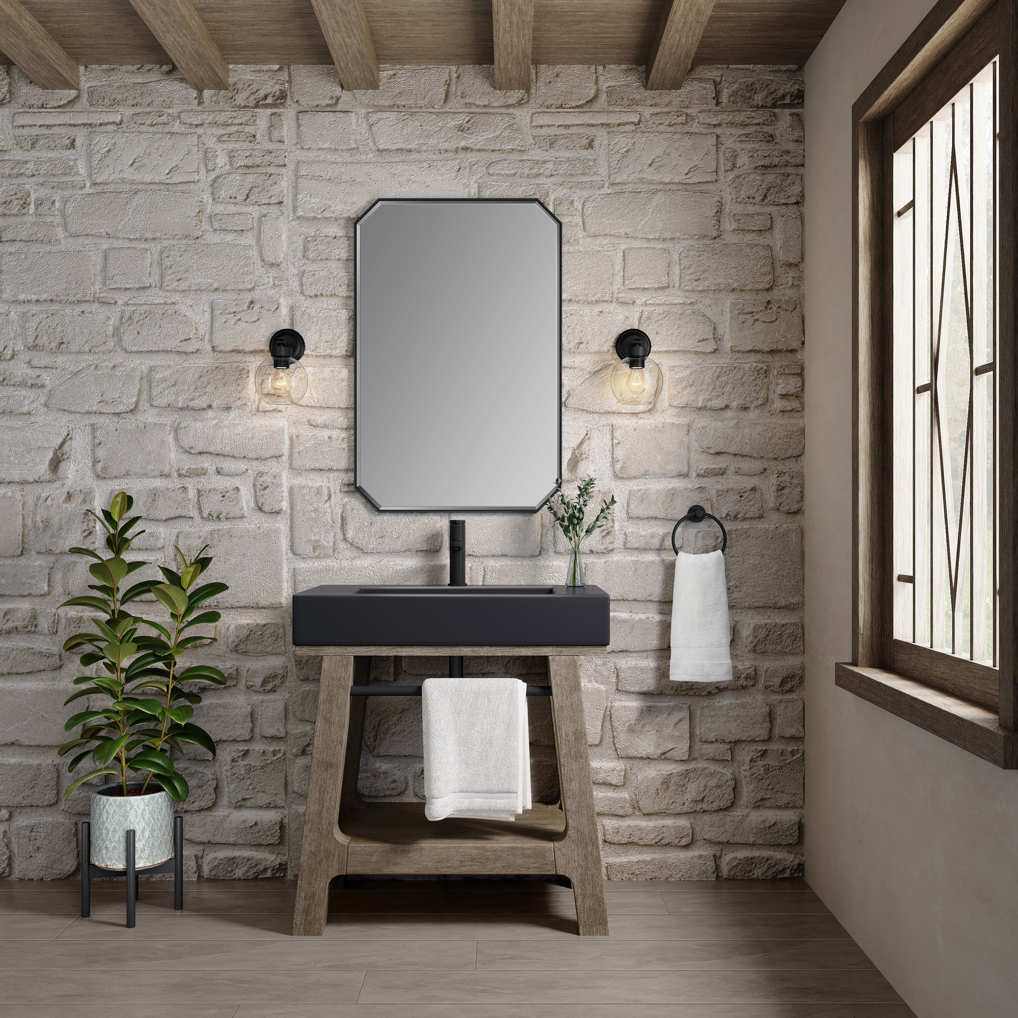 Weathered Timber / Matte Black