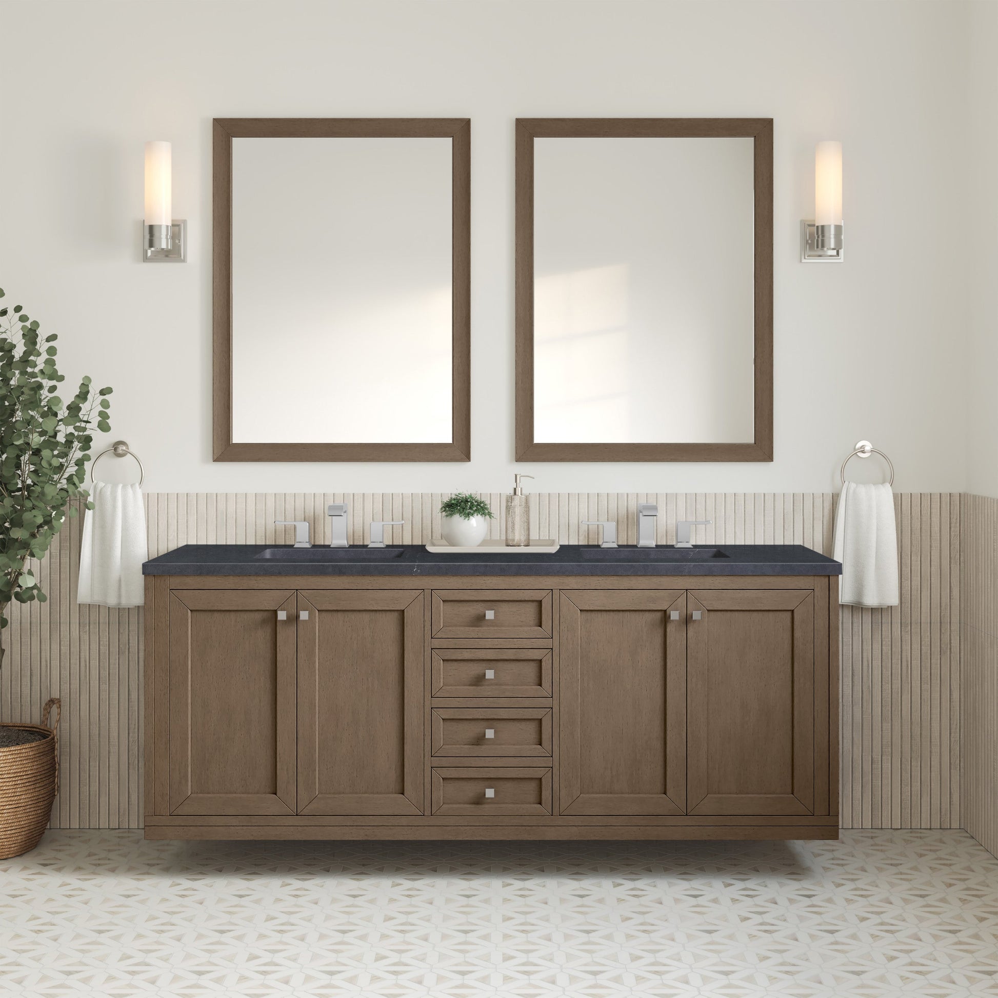 Whitewashed Walnut / Charcoal Soapstone - 3 Faucet Holes