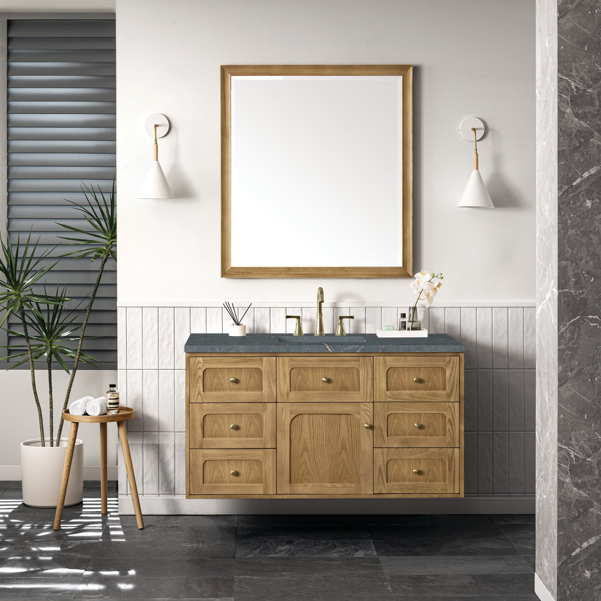 Light Natural Oak / Parisien Bleu - 3 Faucet Holes