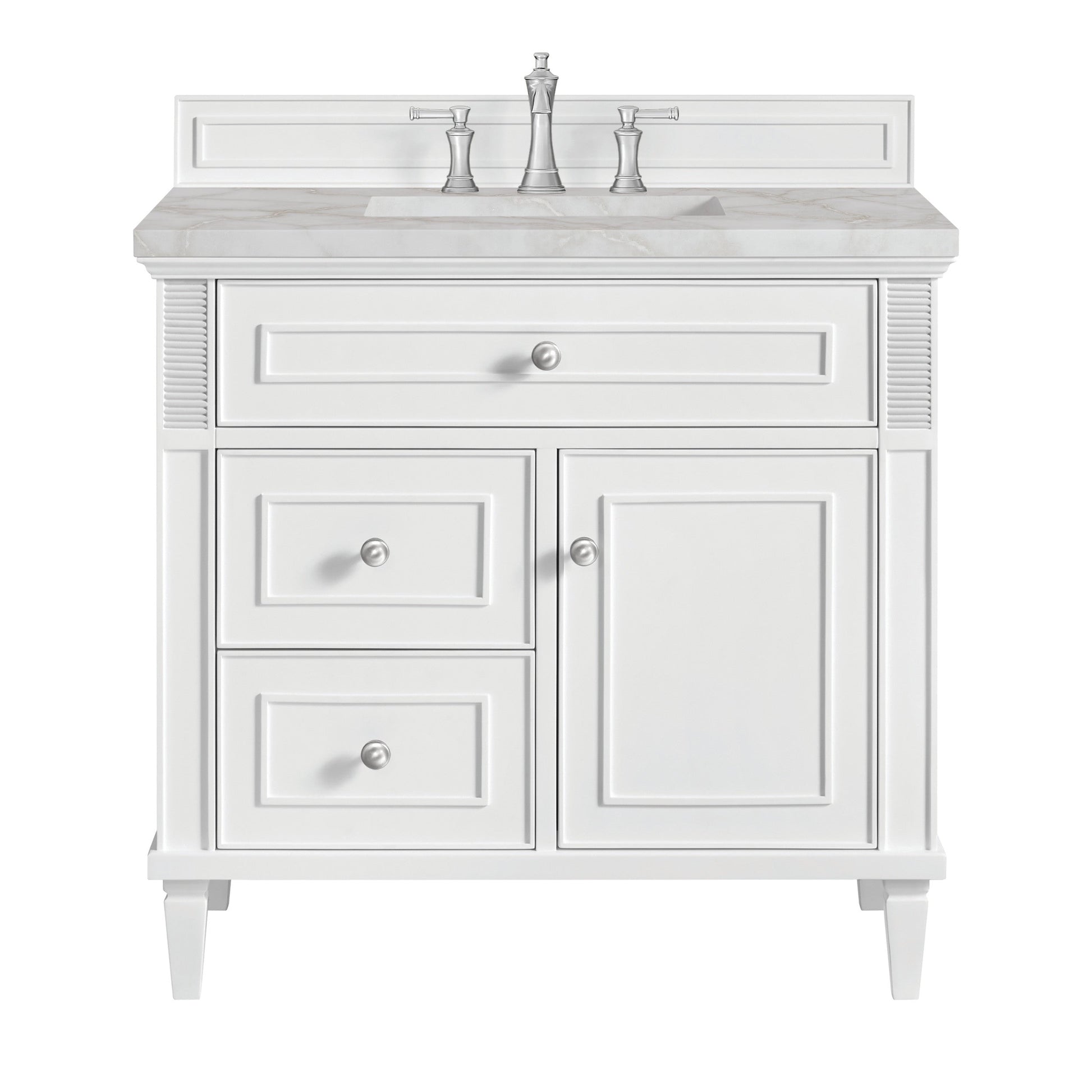 Bright White / Victorian Silver - 3 Faucet Holes