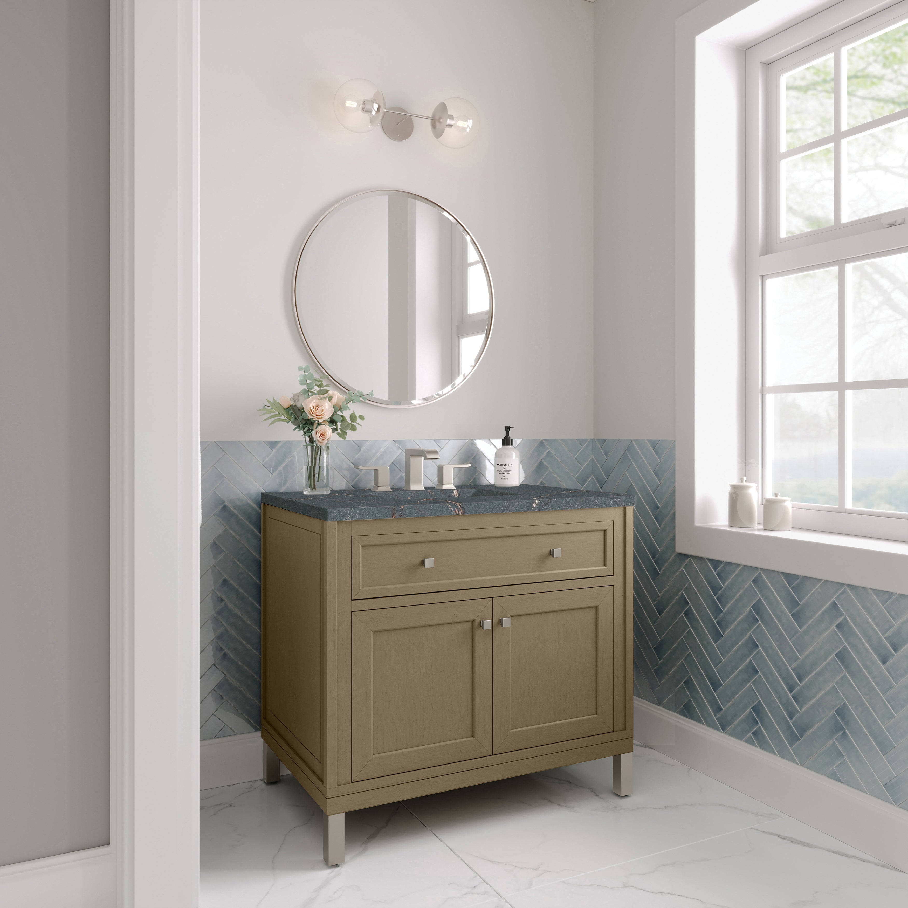 Walnut Whisper / Parisien Bleu - 3 Faucet Holes