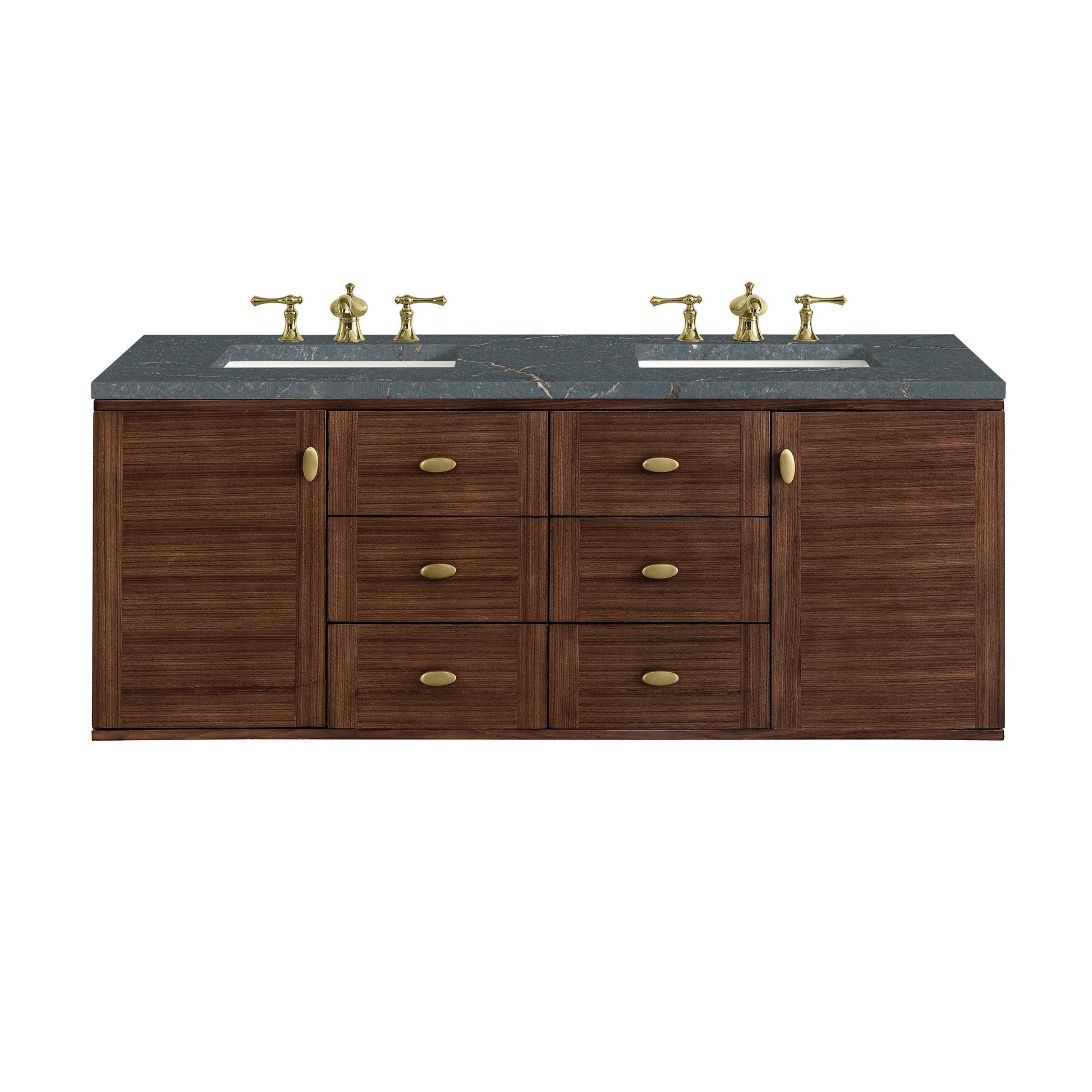 Mid-Century Walnut / Parisien Bleu - 3 Faucet Holes