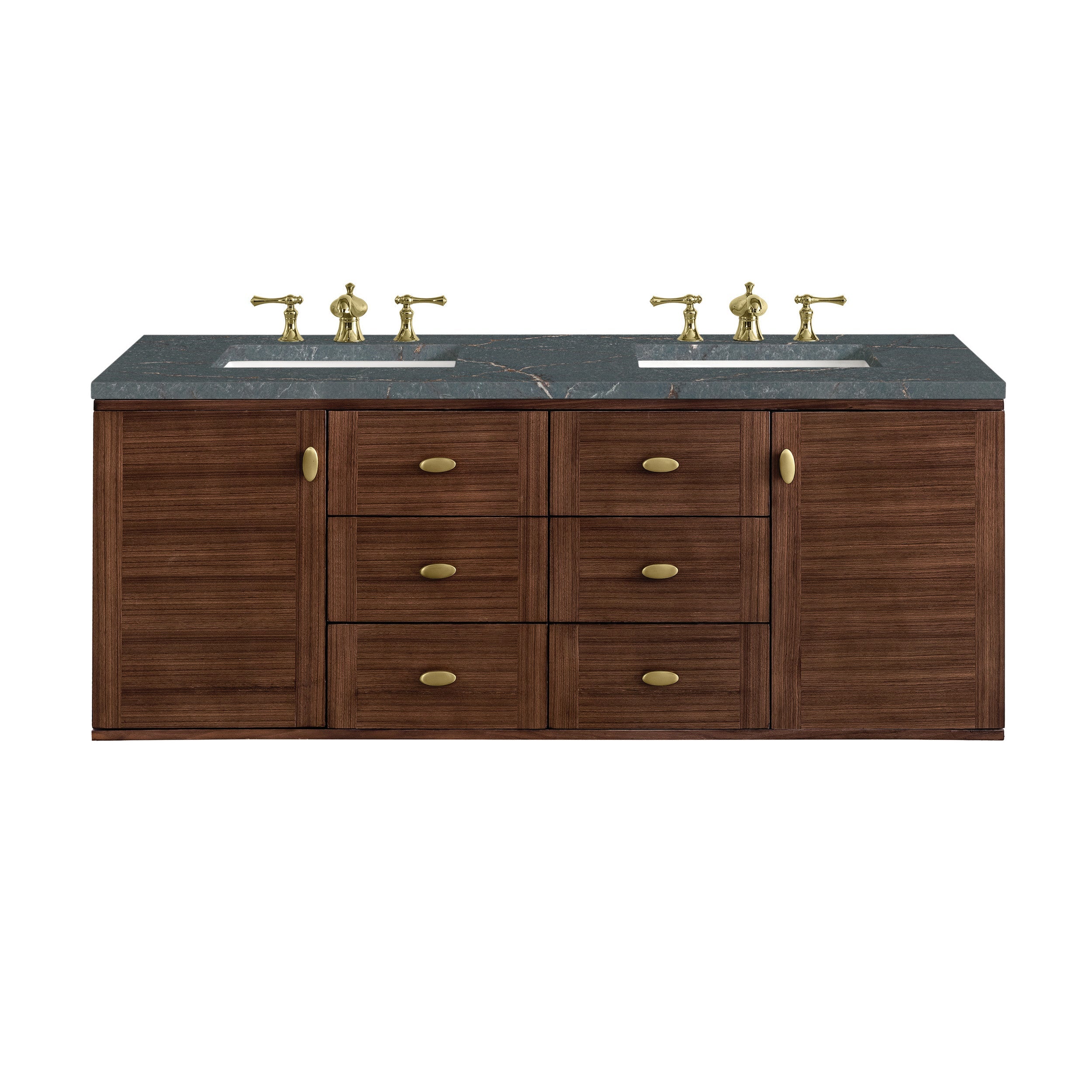 Mid-Century Walnut / Parisien Bleu - 3 Faucet Holes