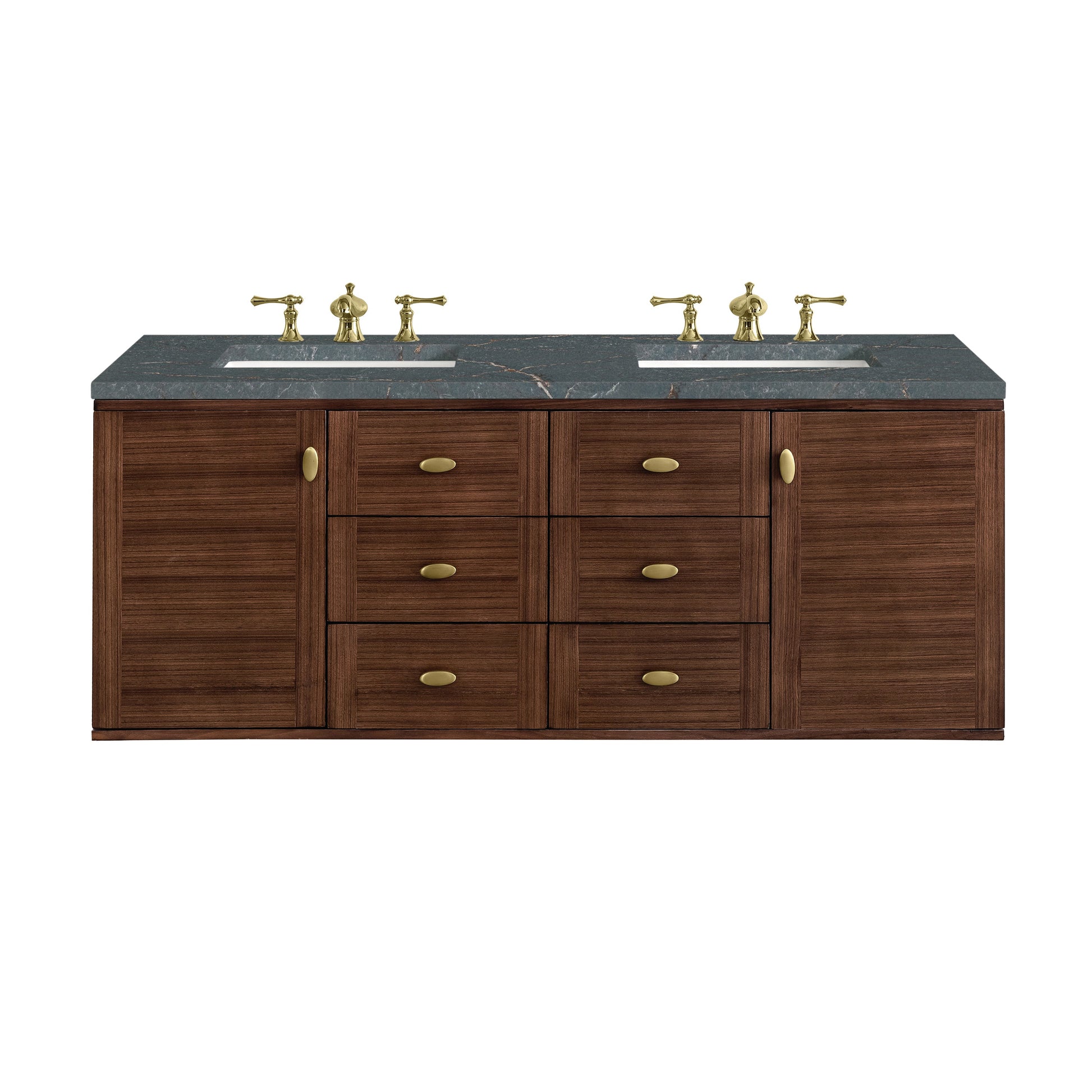 Mid-Century Walnut / Parisien Bleu - 3 Faucet Holes