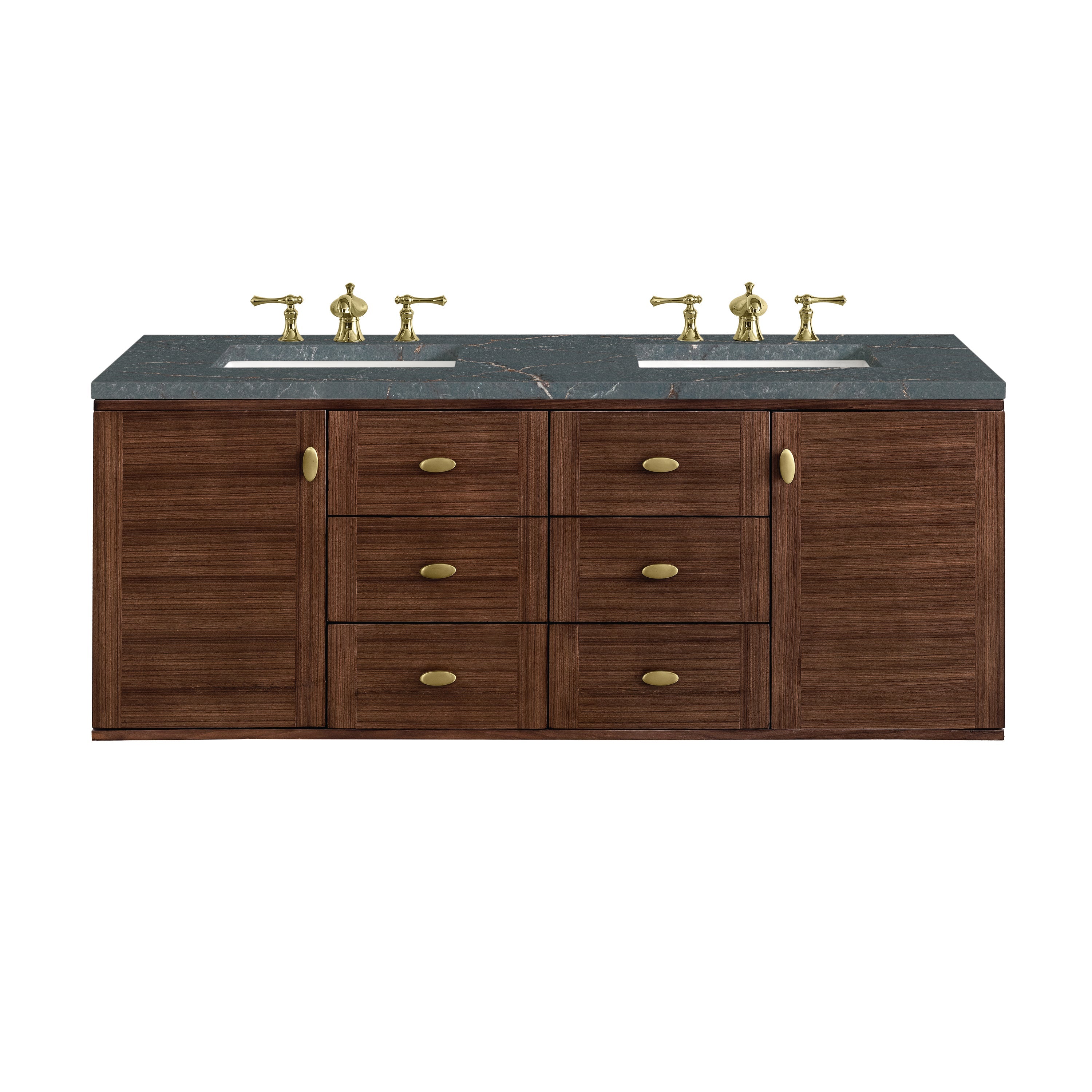 Mid-Century Walnut / Parisien Bleu - 3 Faucet Holes