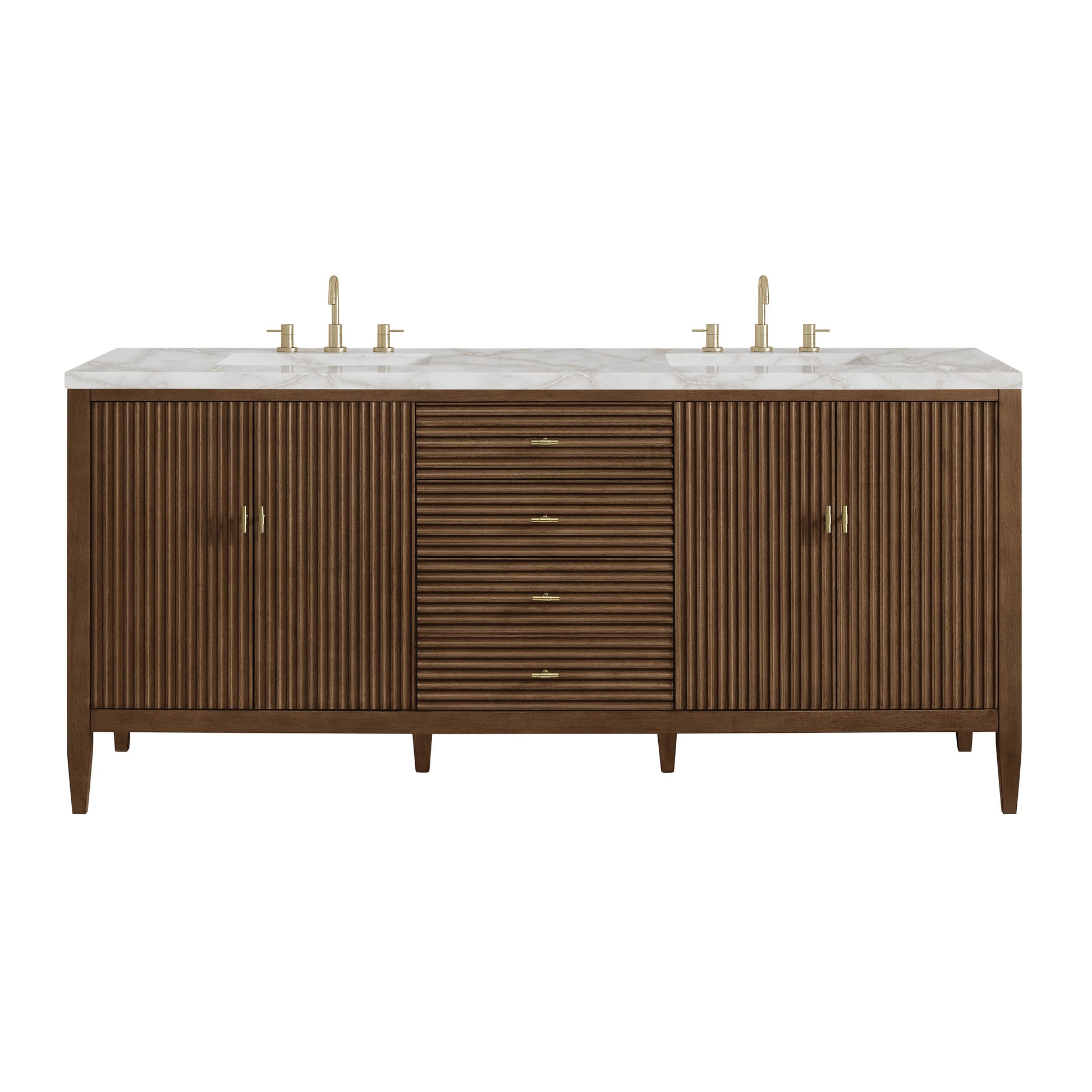 Mid-Century Walnut / Victorian Silver - 3 Faucet Holes