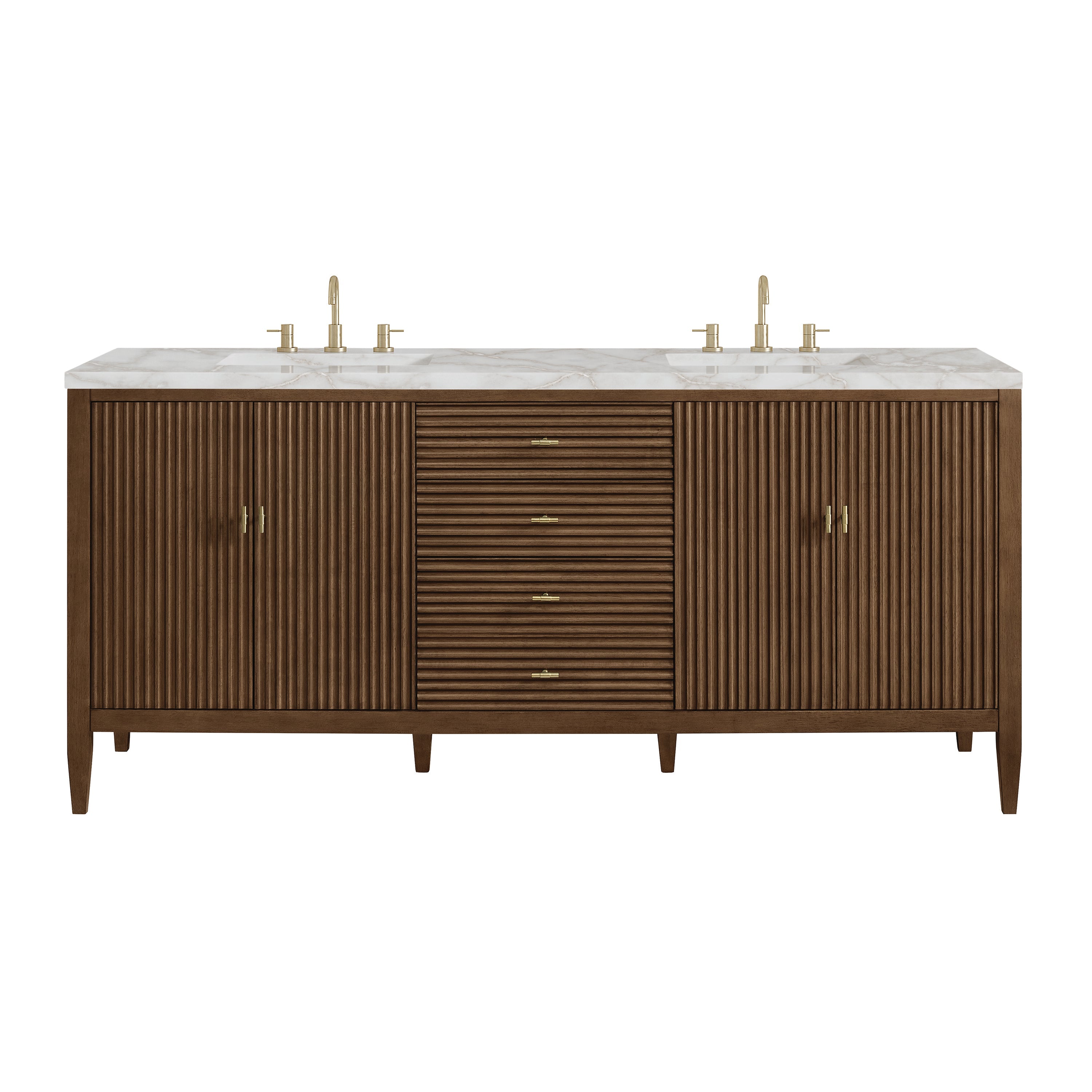 Mid-Century Walnut / Victorian Silver - 3 Faucet Holes