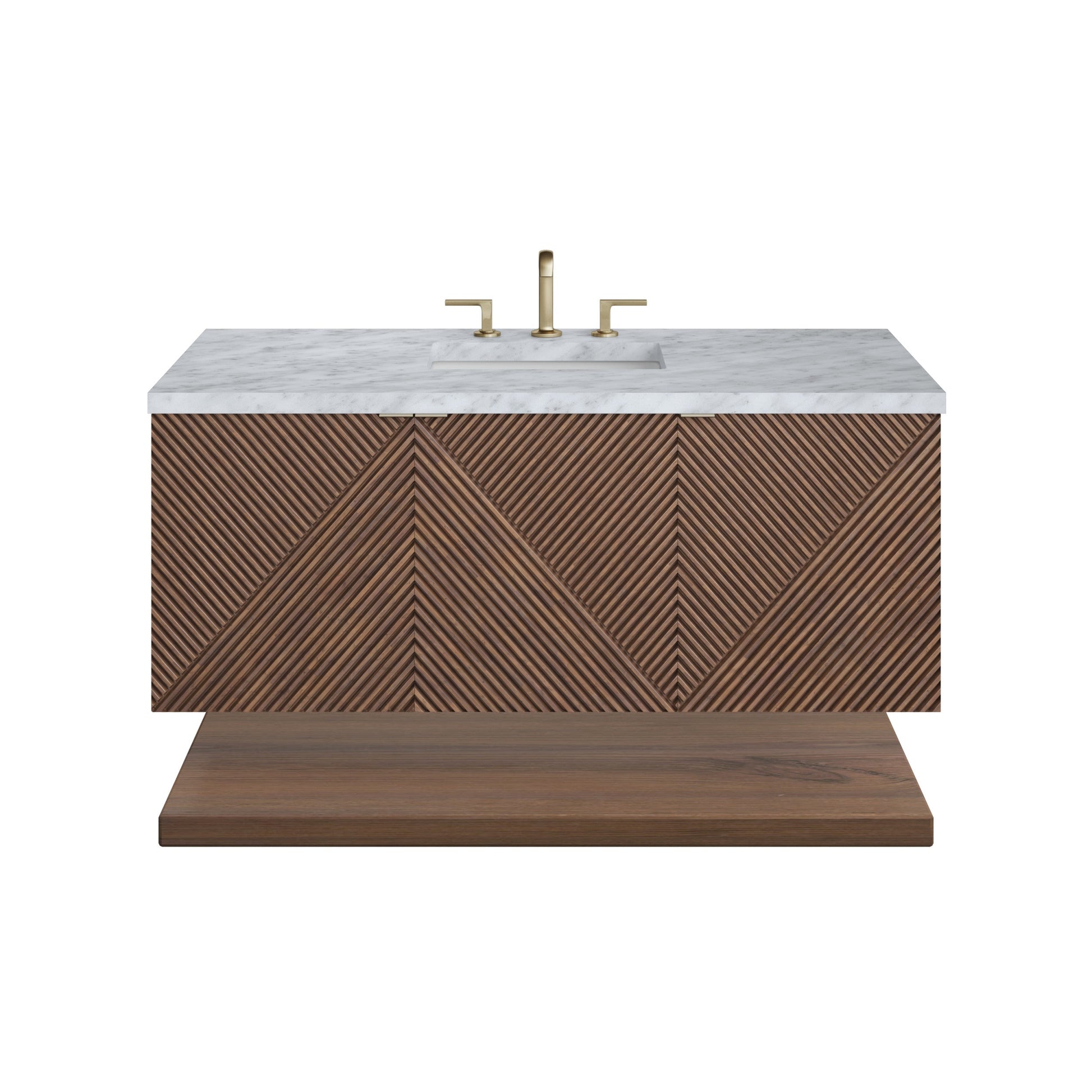Chestnut / Carrara White - 3 Faucet Holes