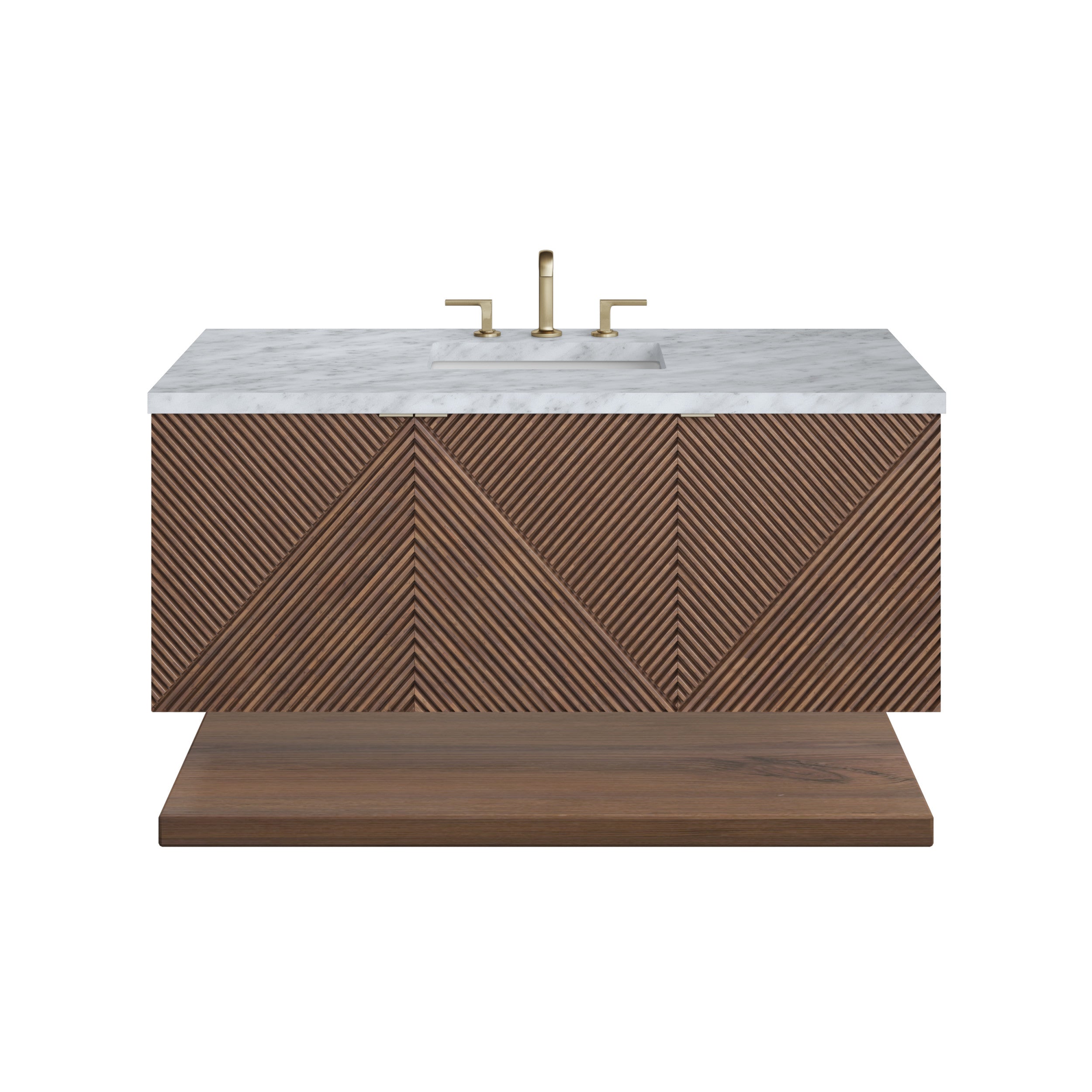 Chestnut / Carrara White - 3 Faucet Holes