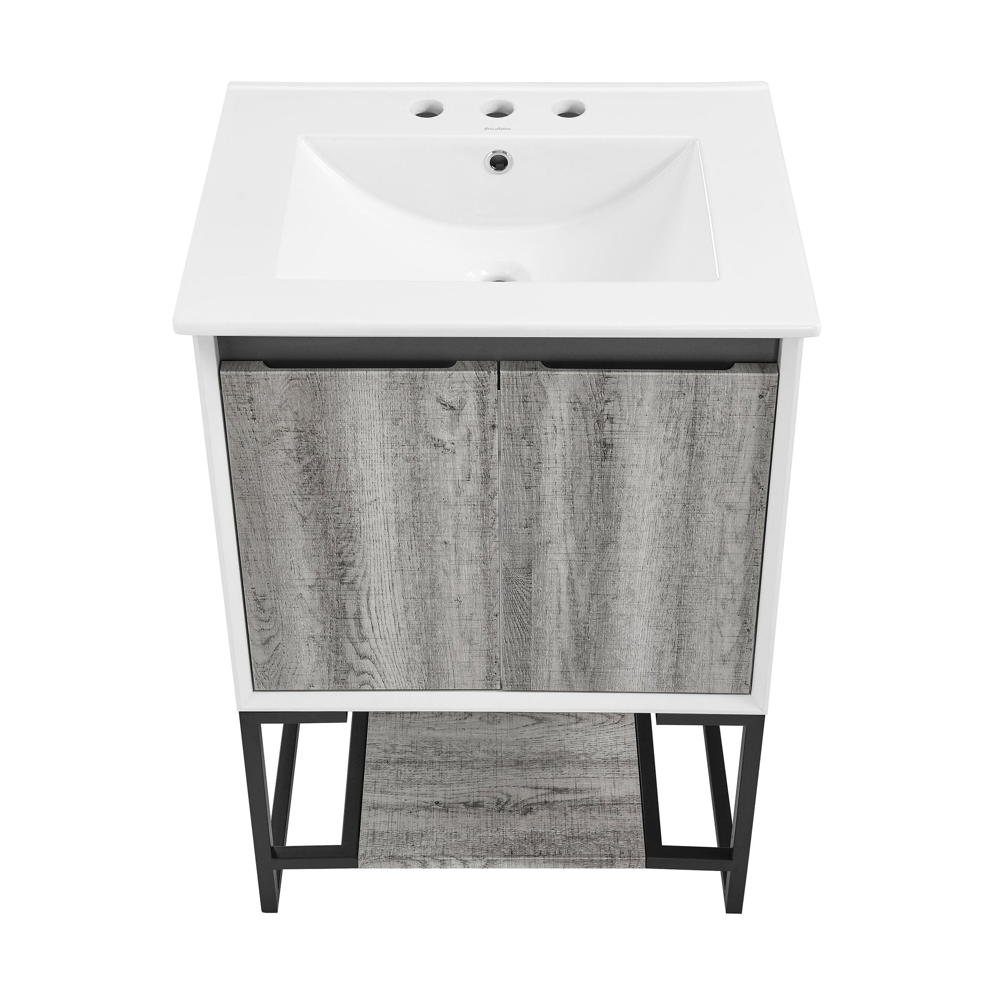 Gray Oak / White / 3-Hole