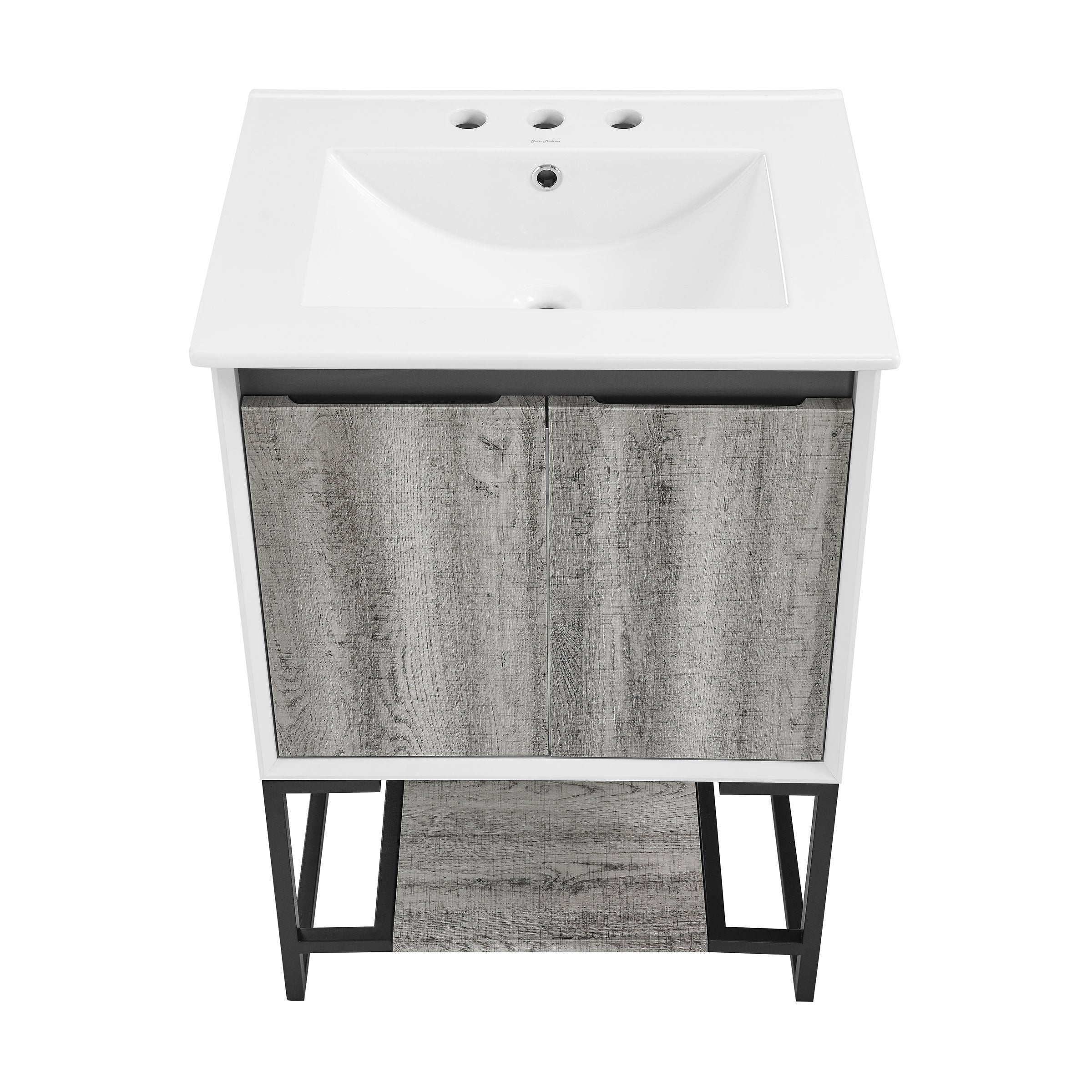 Gray Oak / White / 3-Hole
