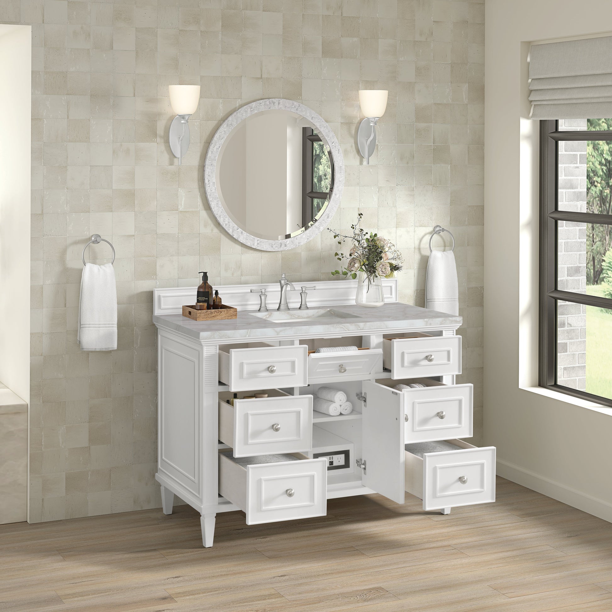 Bright White / Victorian Silver - 3 Faucet Holes