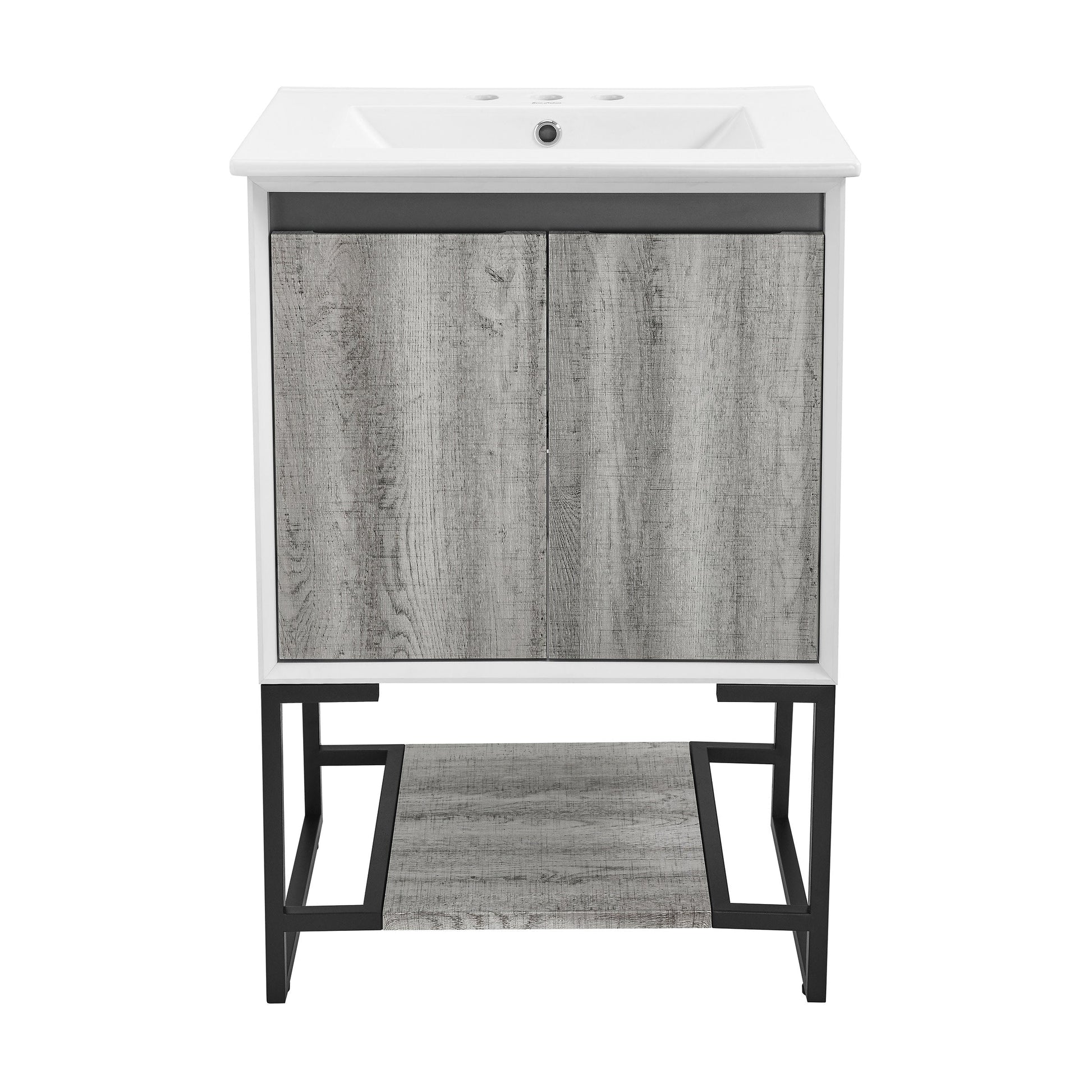 Gray Oak / White / 3-Hole