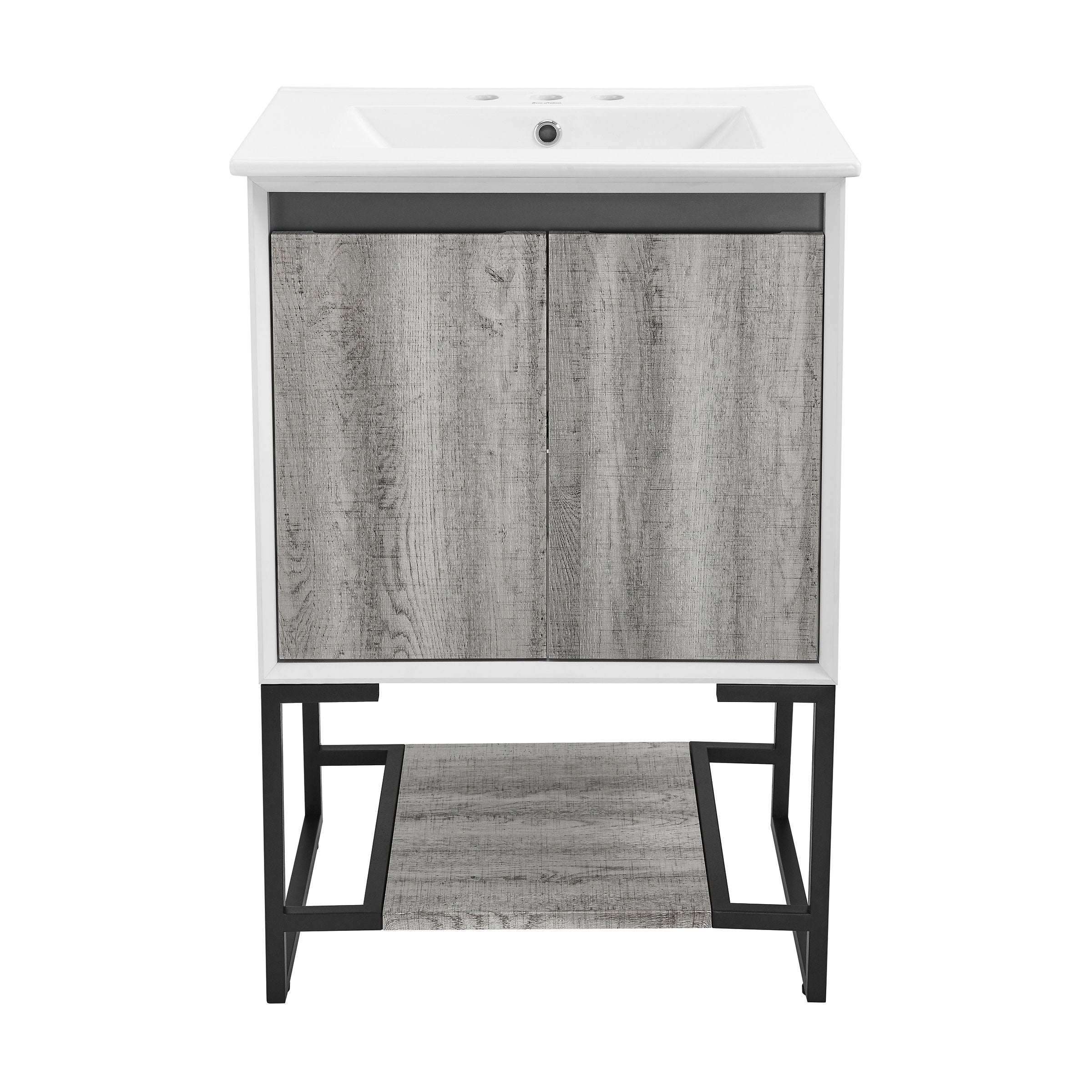 Gray Oak / White / 3-Hole