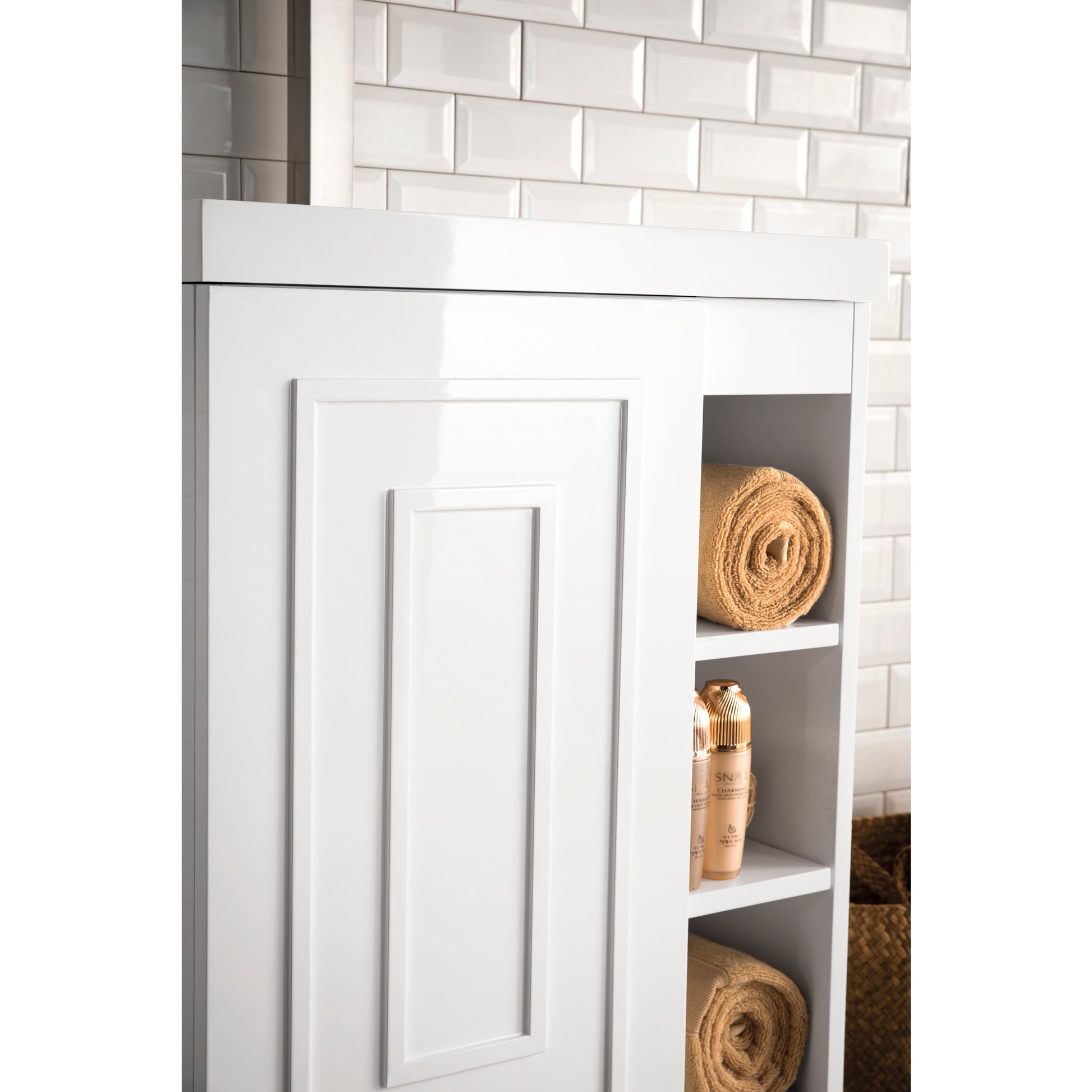 Glossy White / White Glossy / Brushed Nickel - 1 Faucet Hole