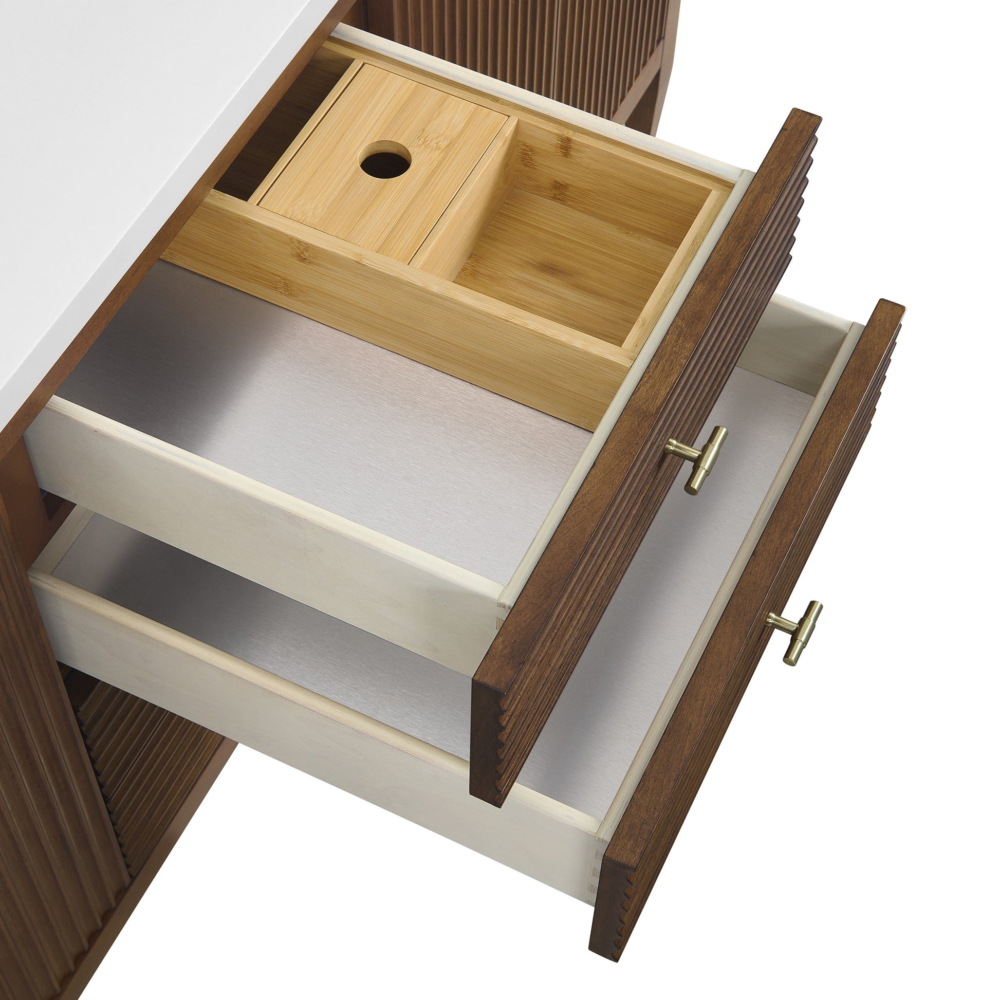 Mid-Century Walnut / White Zeus - 3 Faucet Holes