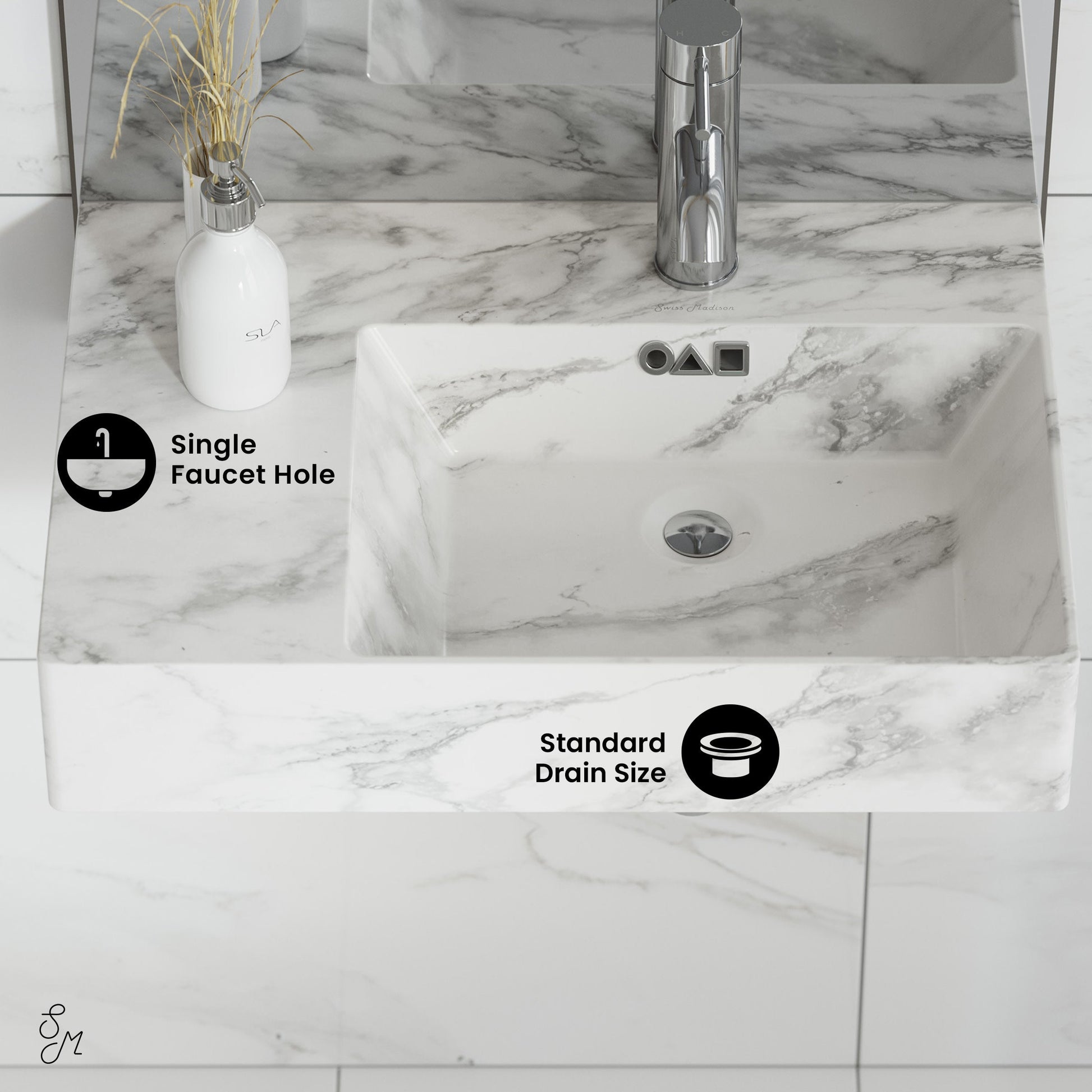 Marble White / 1-Hole / Right