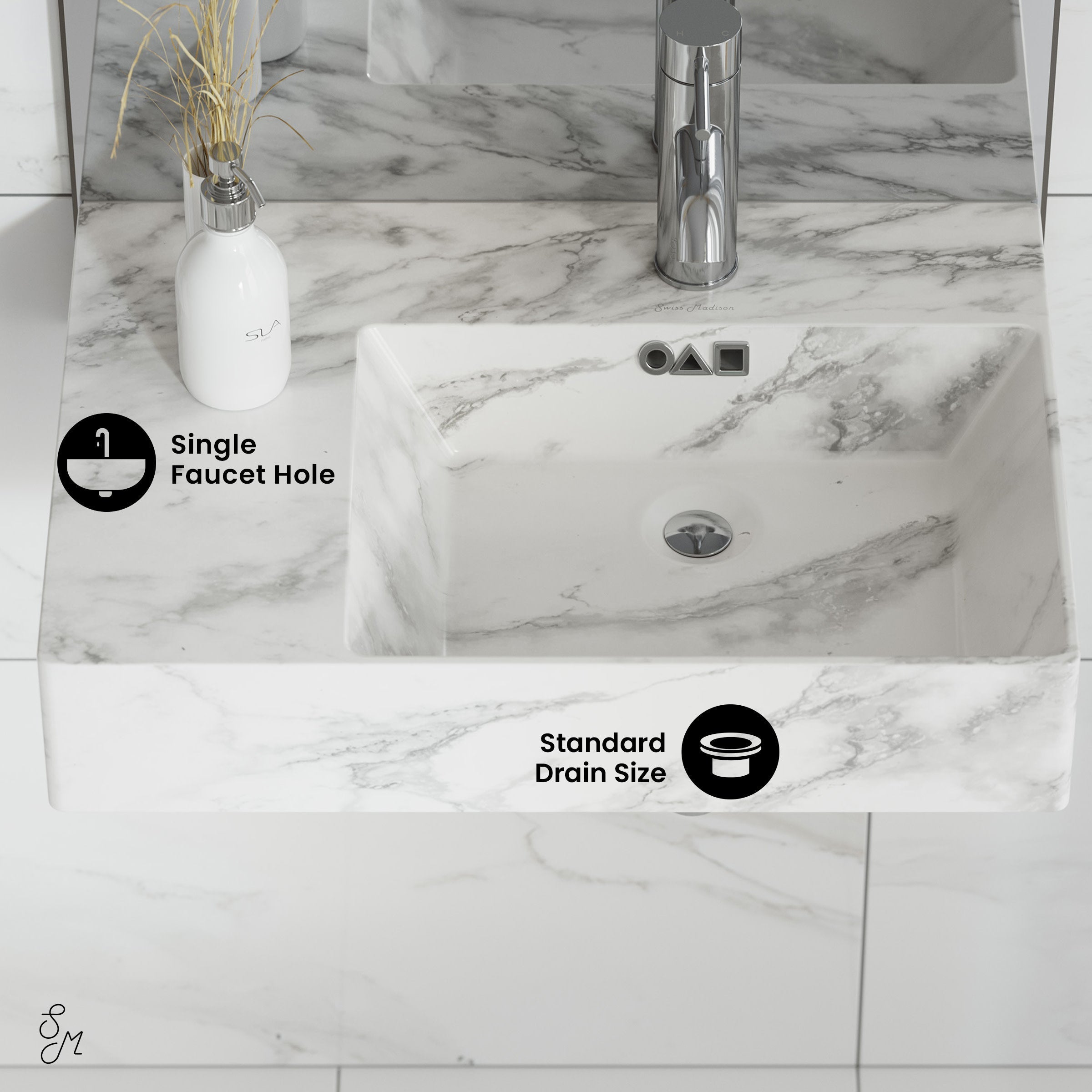 Marble White / 1-Hole / Right
